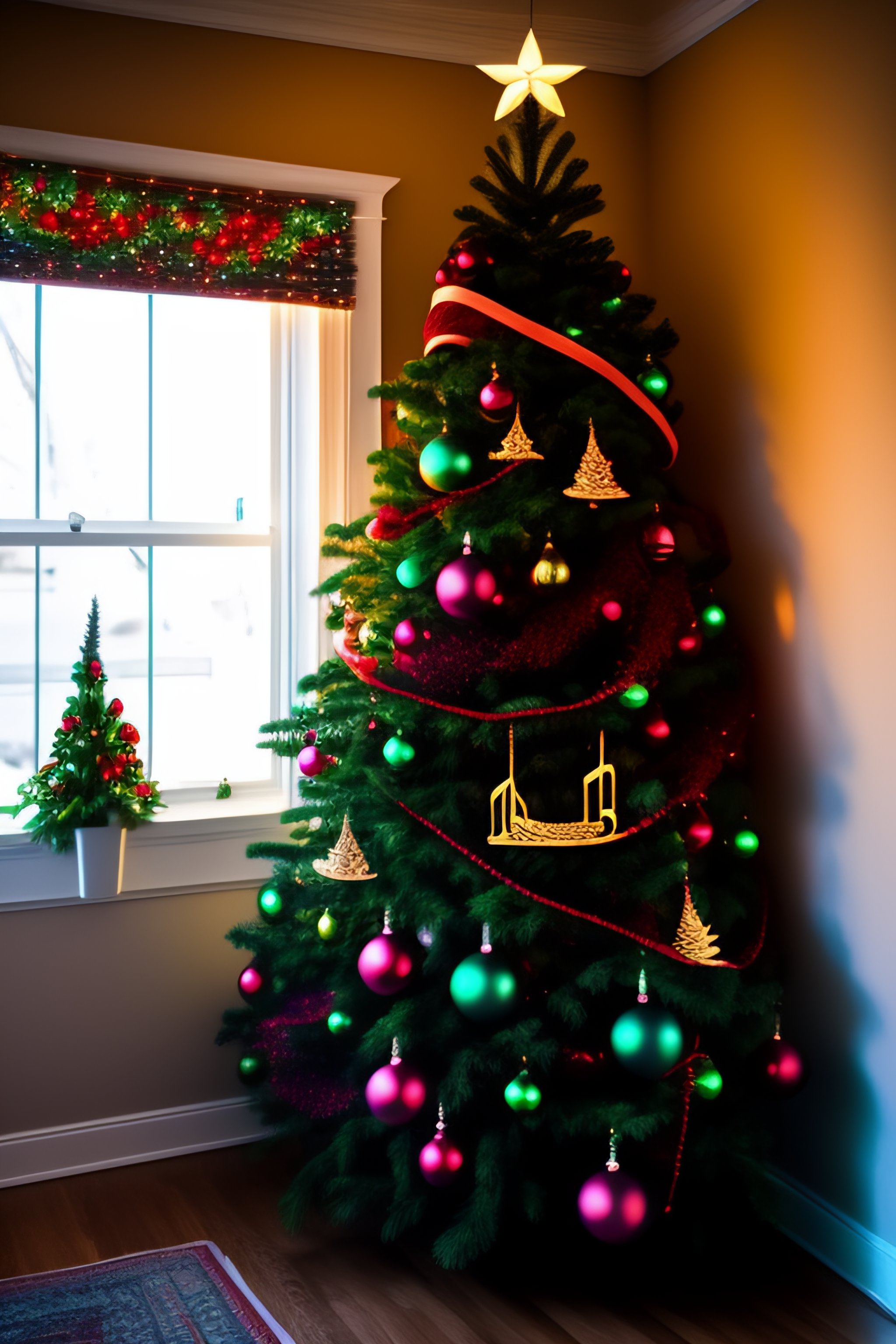 Lexica - Christmas tree decorated with musical notes and a beautiful ...