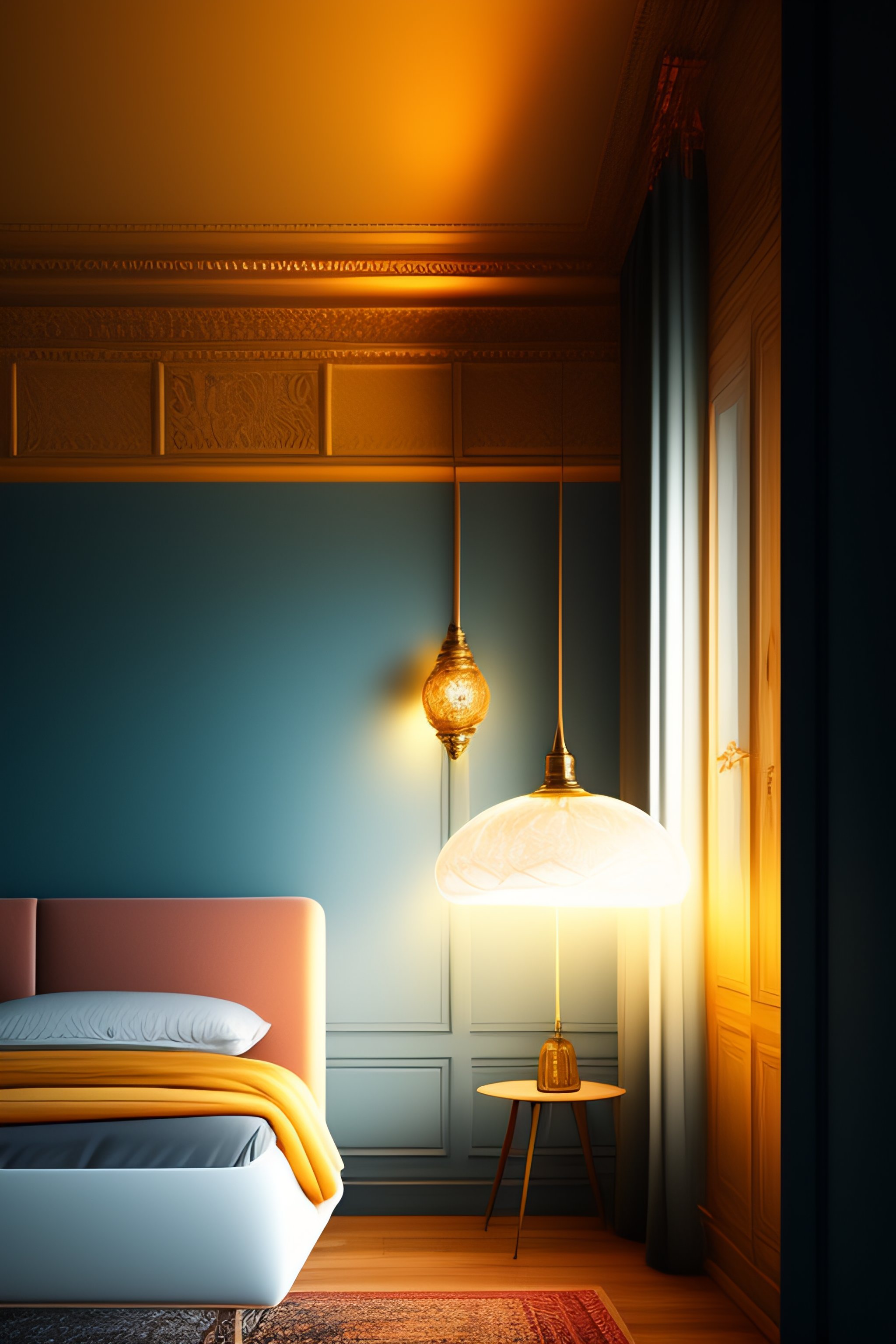 Lexica - Room, lamp mamlo, boy with a crown