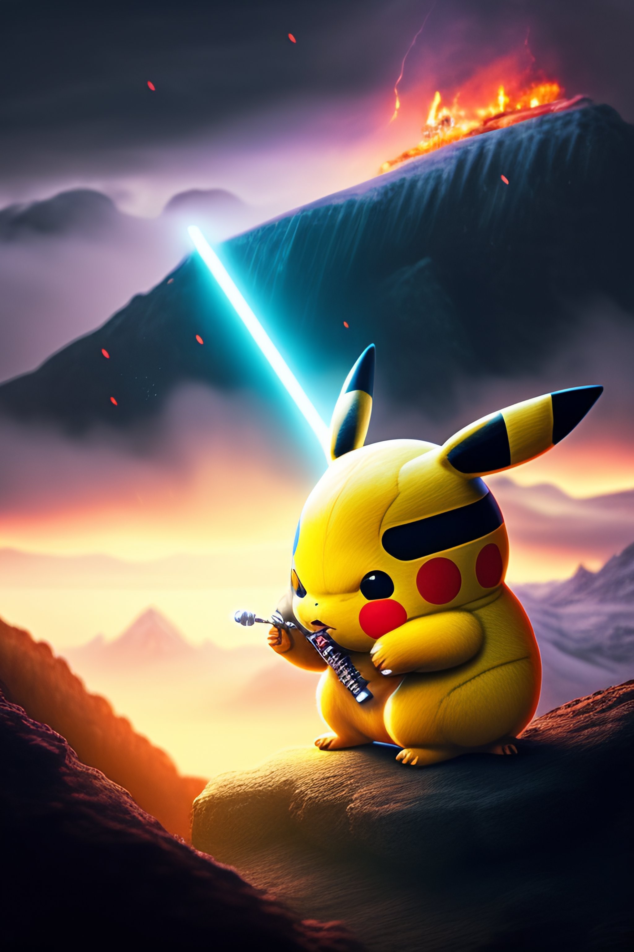 photography of Pikachu as a dark Lord of the Sith set, Stable Diffusion