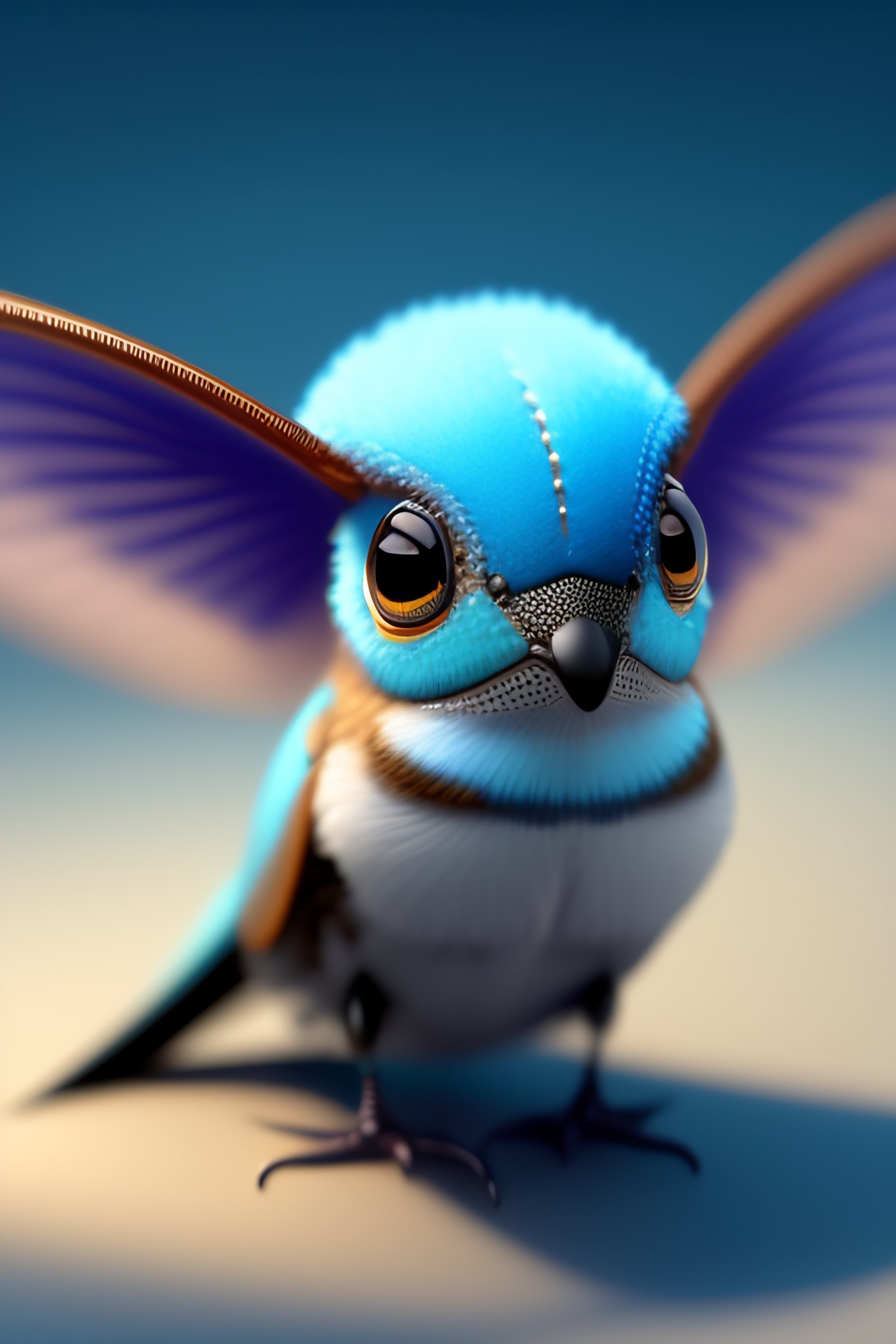Lexica - Cute adorable little blue hummingbird waving and smiling ...