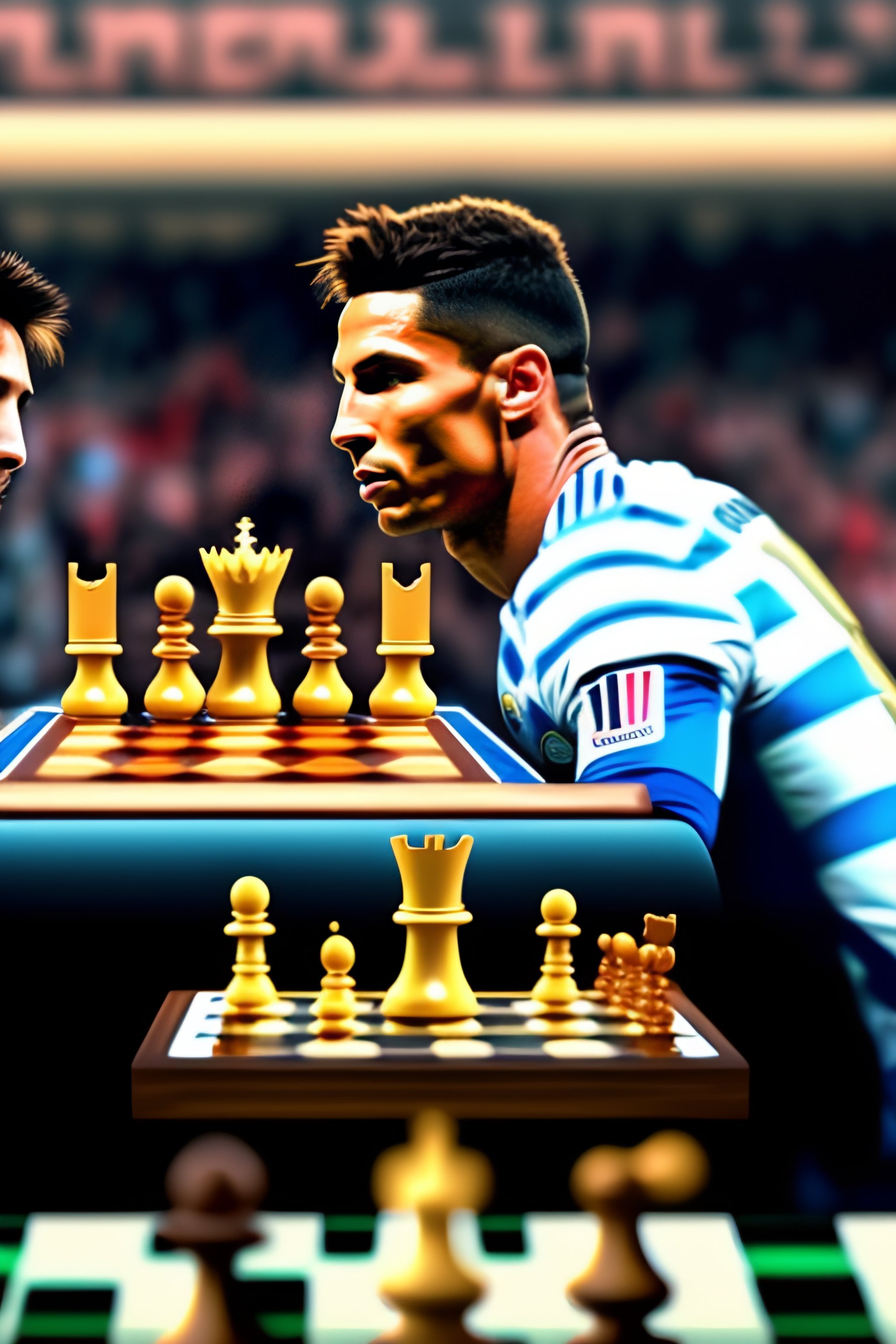 Lexica - Messi vs ronaldo playing chess