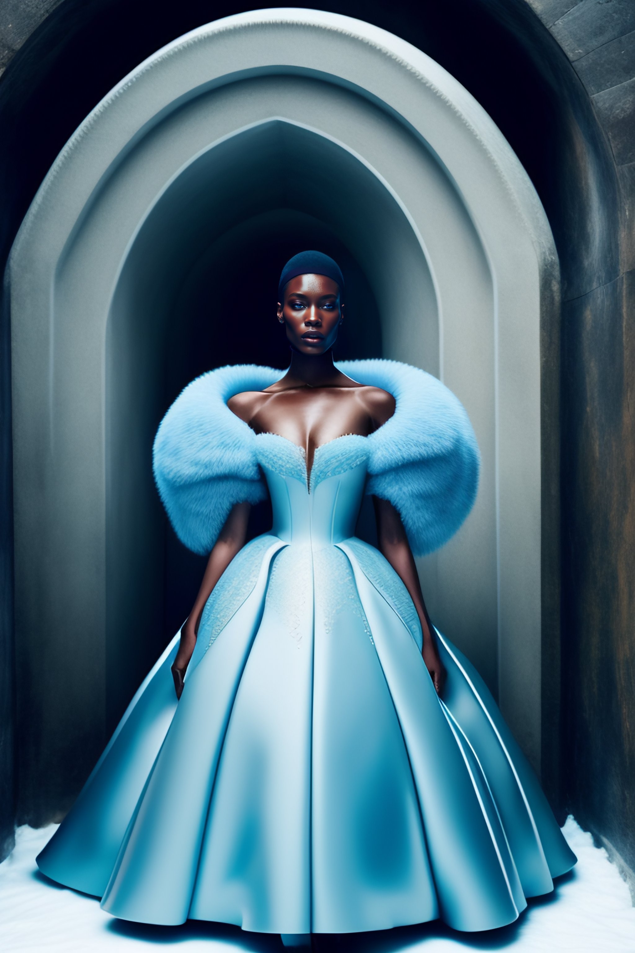 Lexica Vogue Magazine Editorial Fashion Photography Of High Fashion Hooded Figures In Icy Blue