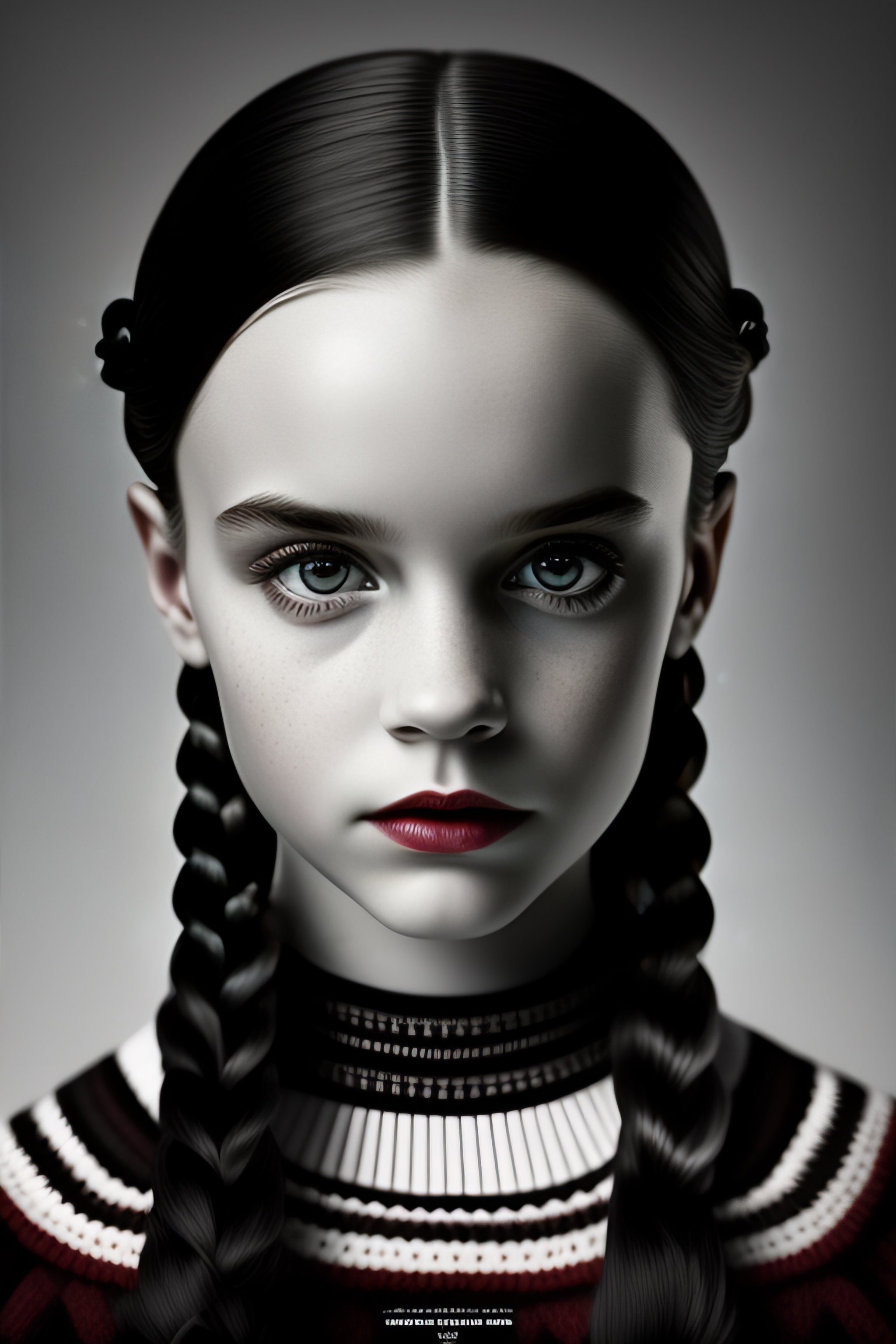 Lexica - Wednesday Addams junior 2022 in russian winter white and black ...