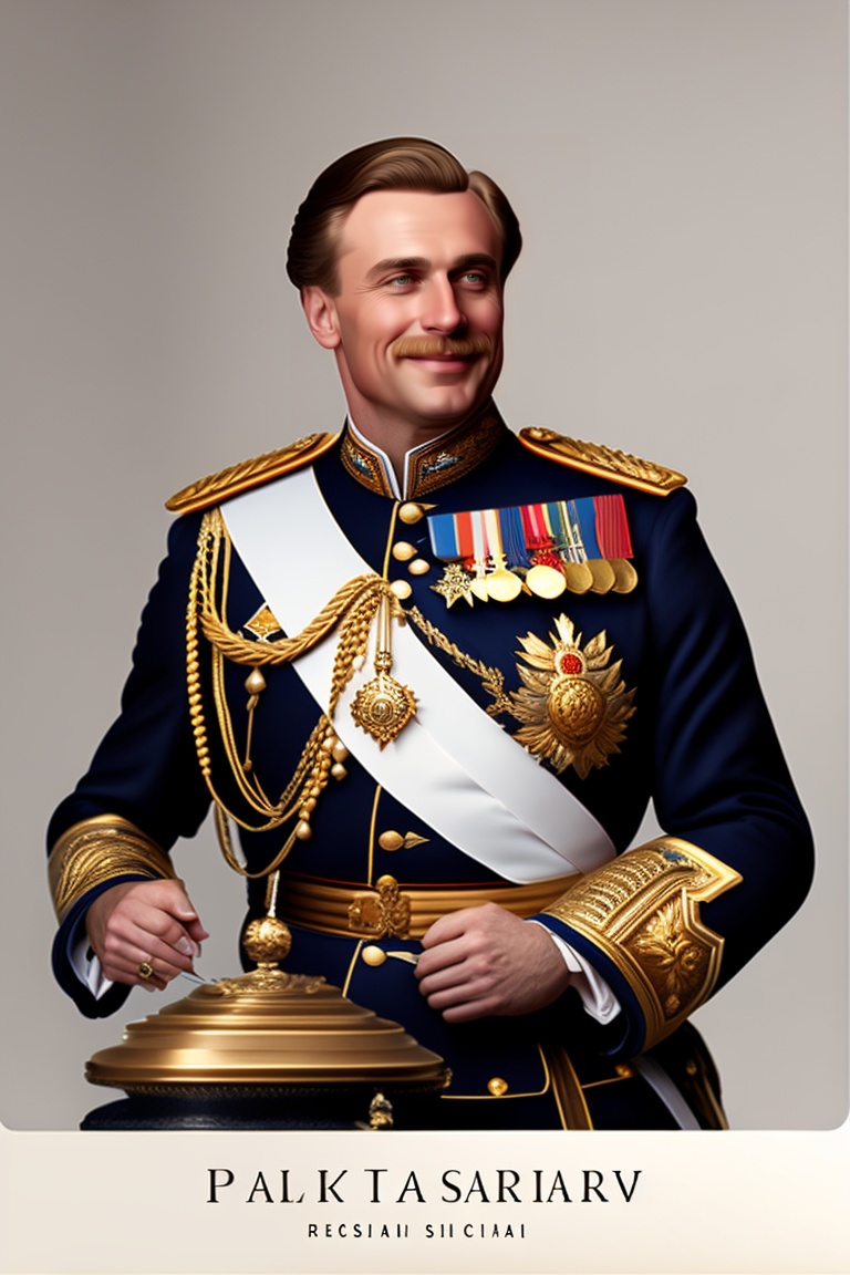 Lexica Official Portrait of a serious russian czar, male, cheerful