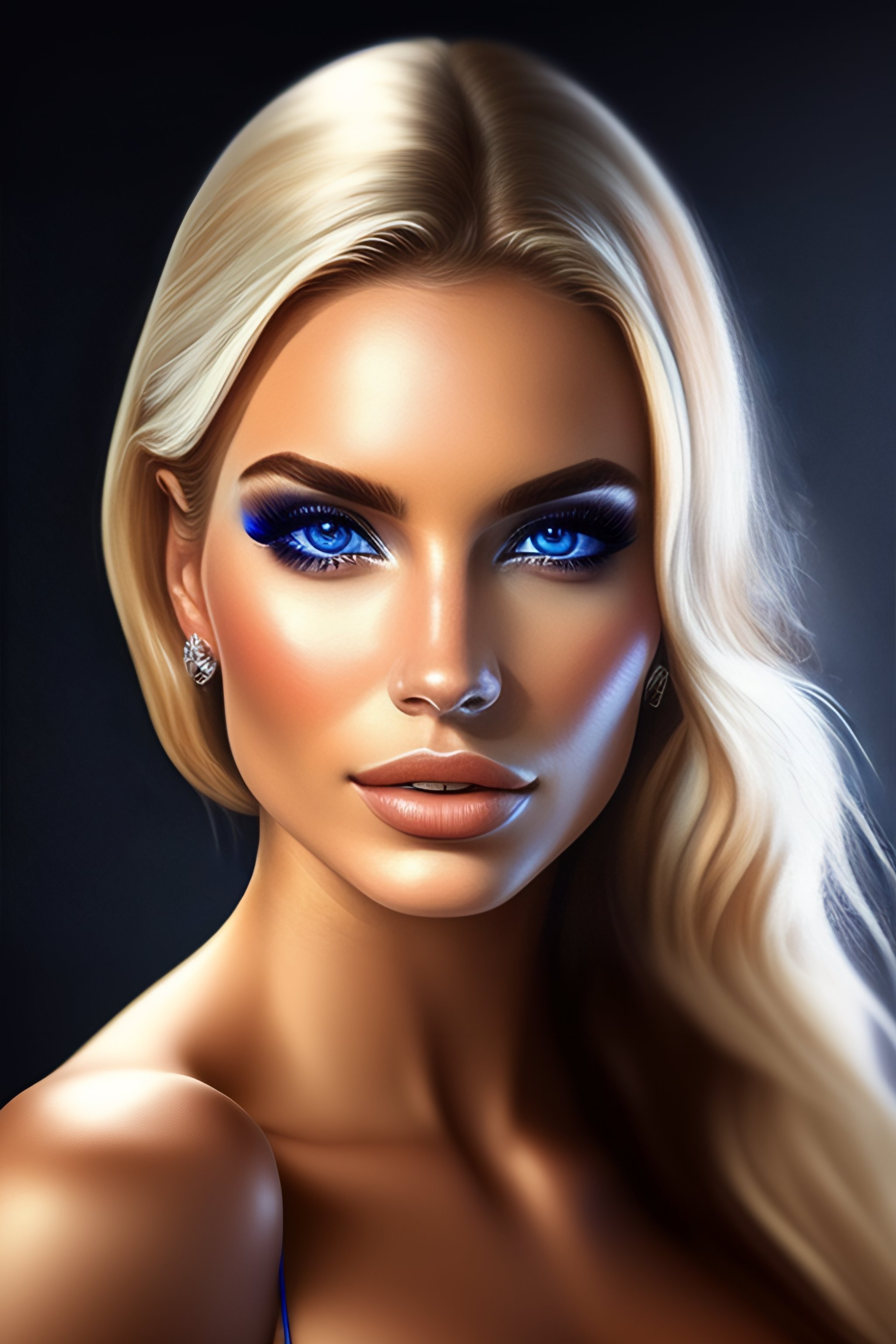 Lexica - Mujer hermosa joven rubia ojos azules estilo realista