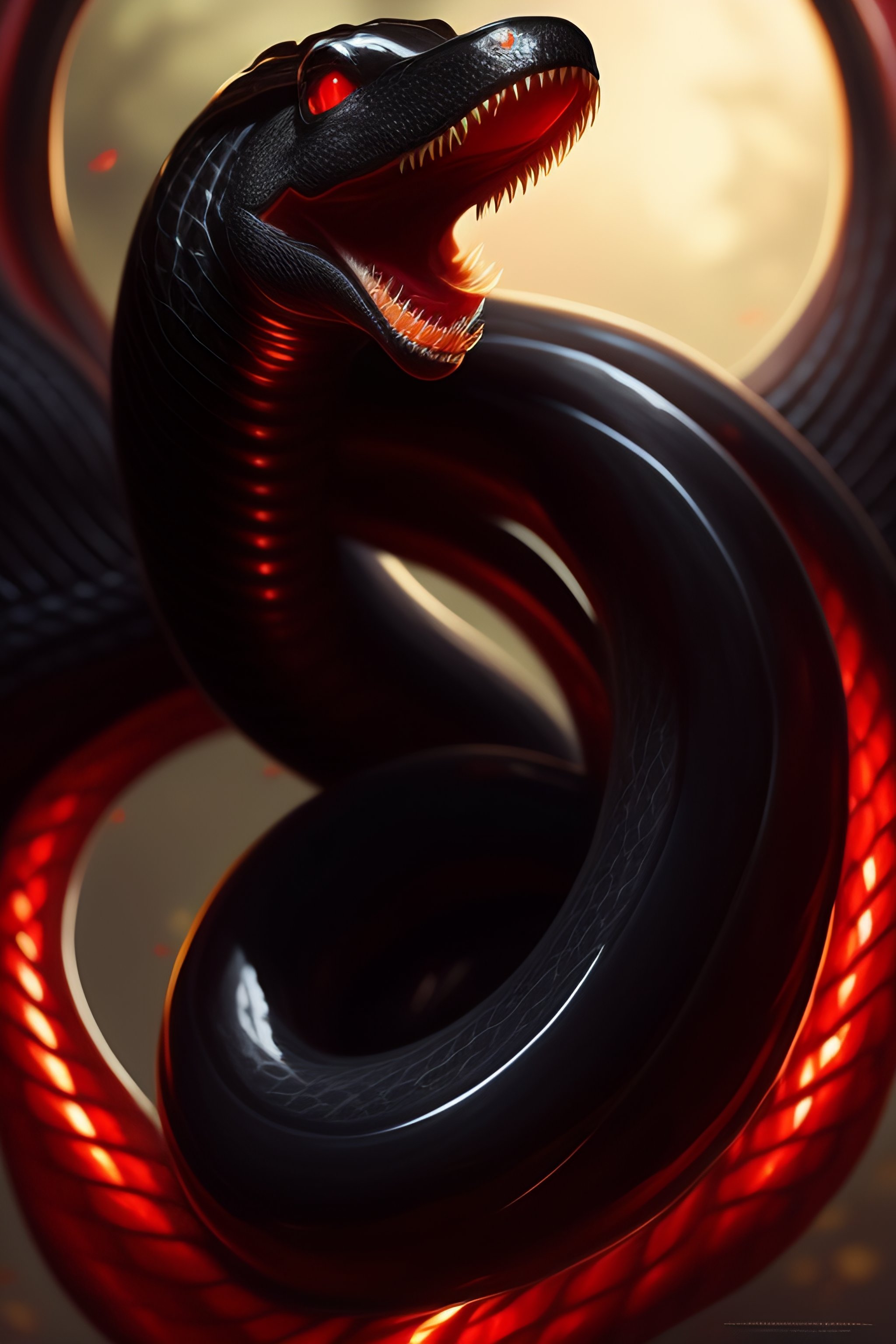 Dangerous snake with red eyes  Red and black snake, Snake art