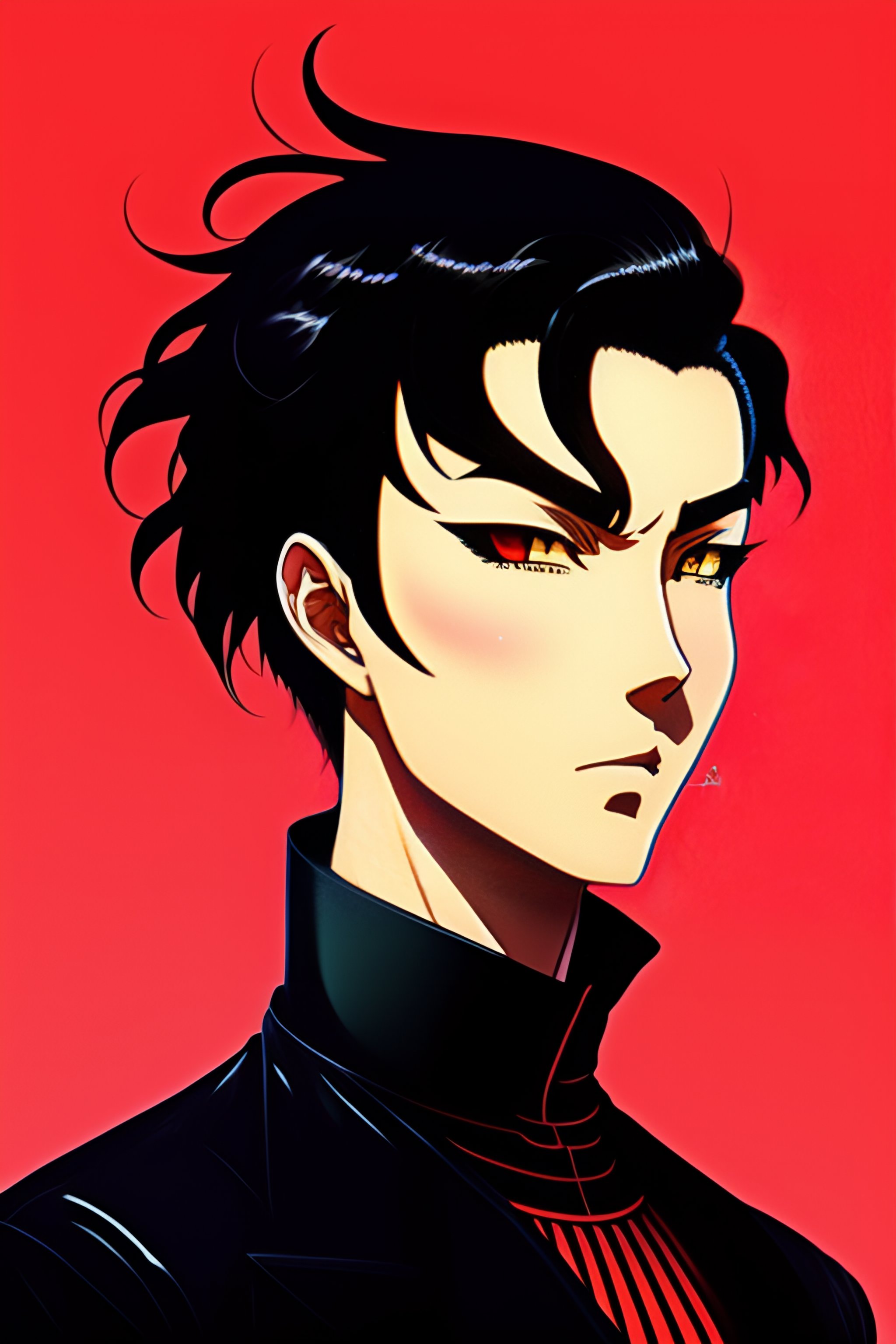 Lexica Emo man with medium black hair covering one eye in the style