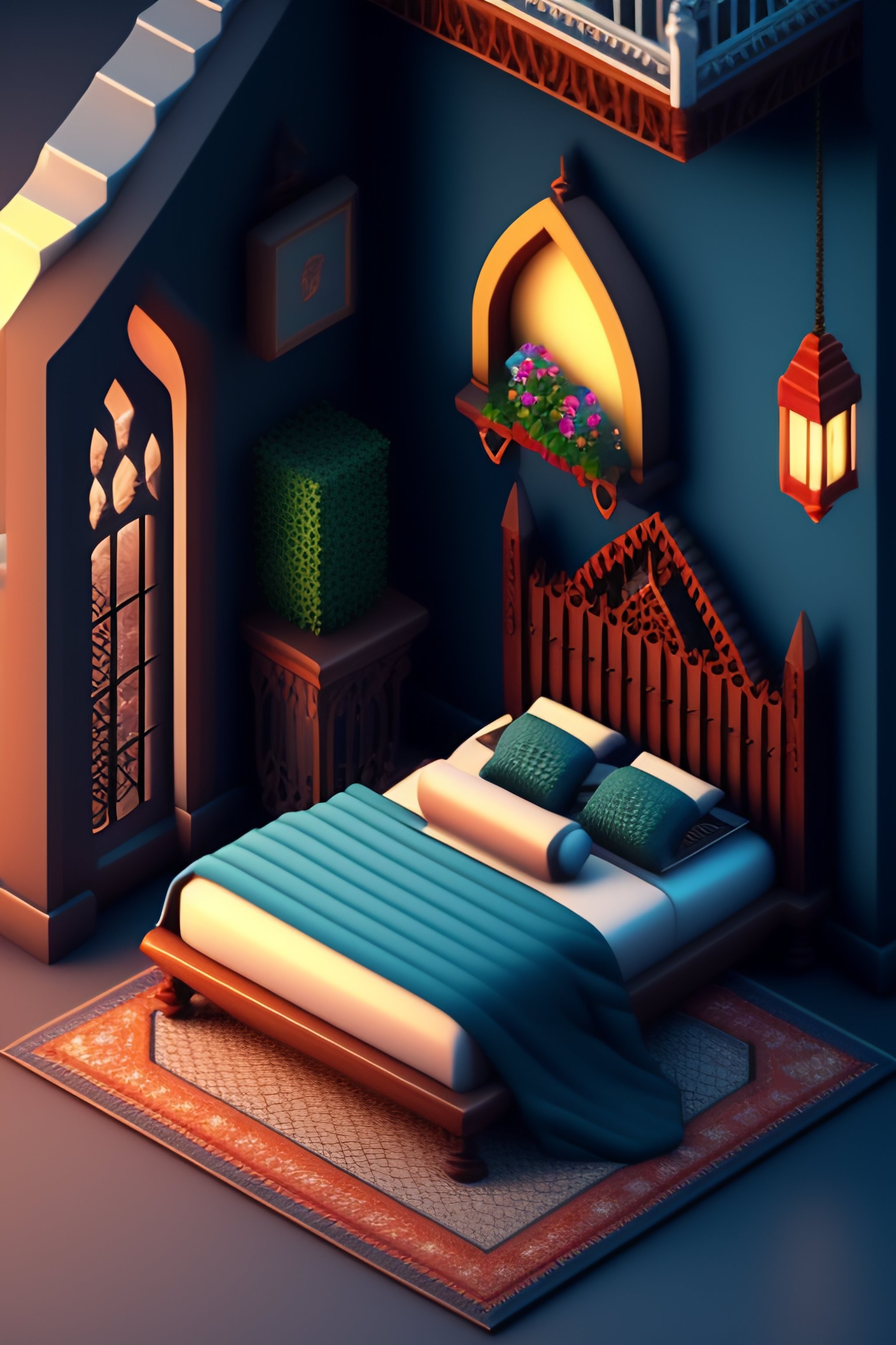 Lexica - Detailed isometric bedroom, pixel art, unreal engine voxel ...