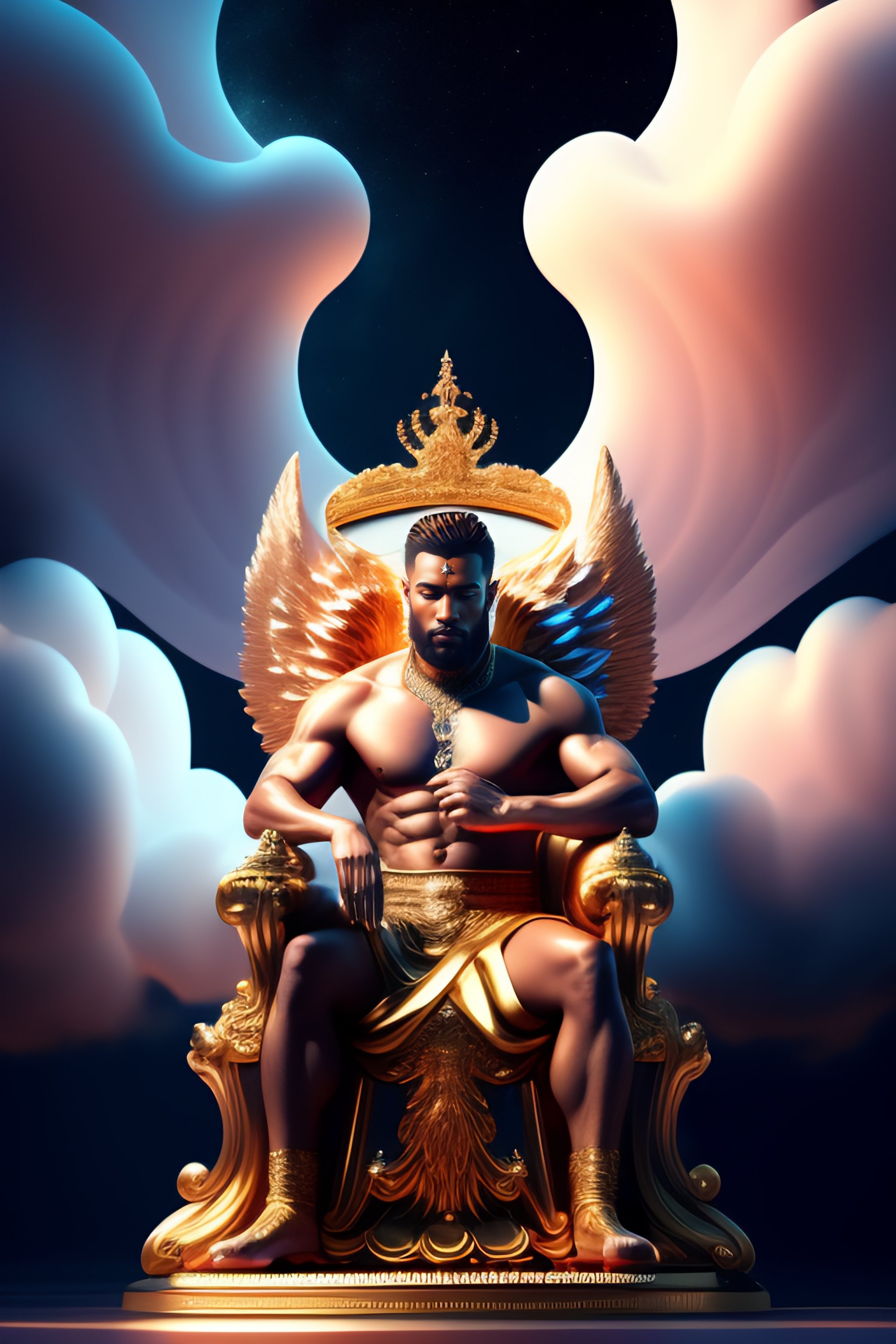 Lexica - God sitting on a throne surrounded by angels, clouds and stars ...