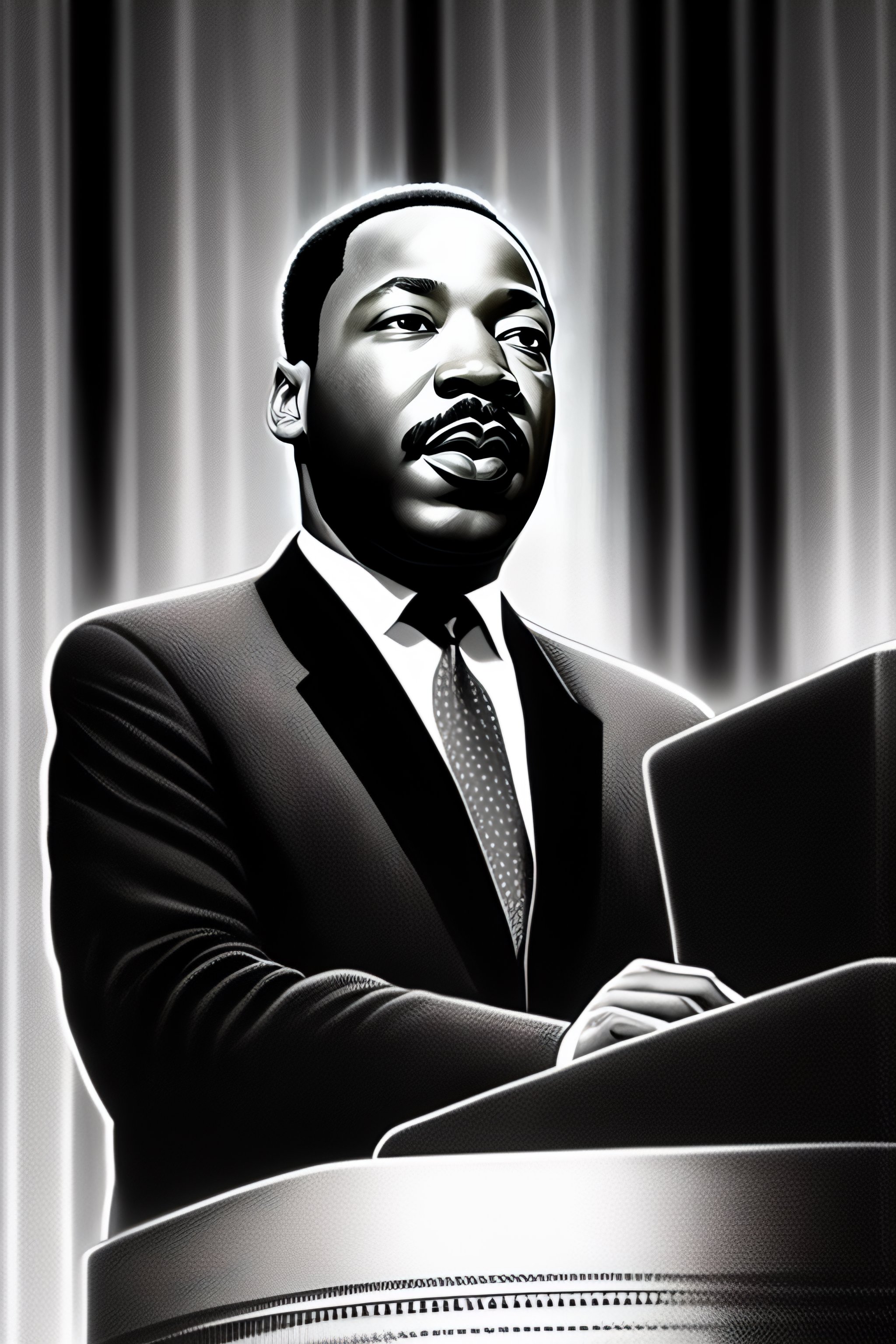 Lexica - Cartoon portrait of martin luther king giving a speech