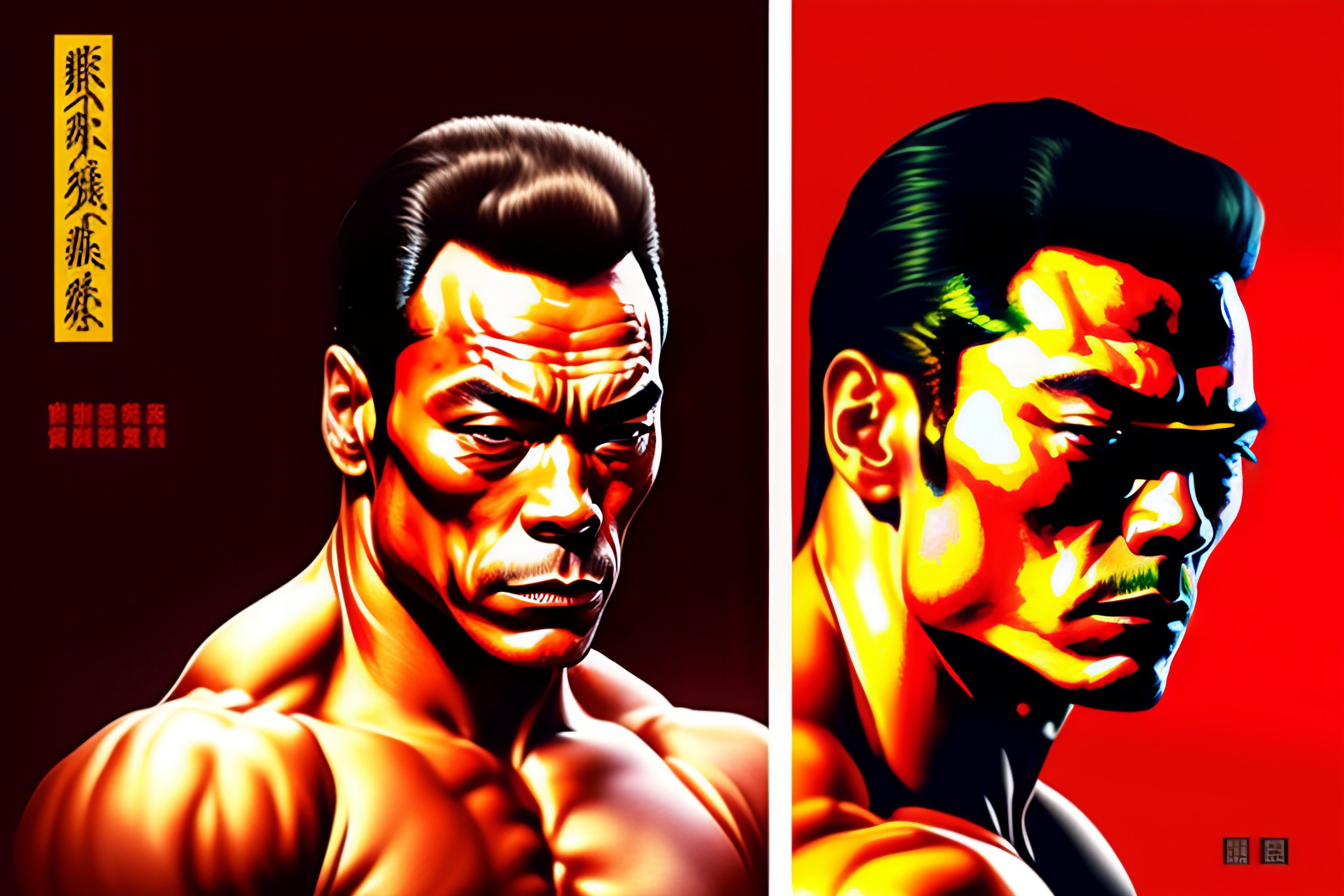 Lexica - Jean Claude Van Damme, ukiyo-e painting, intricate, macho ...