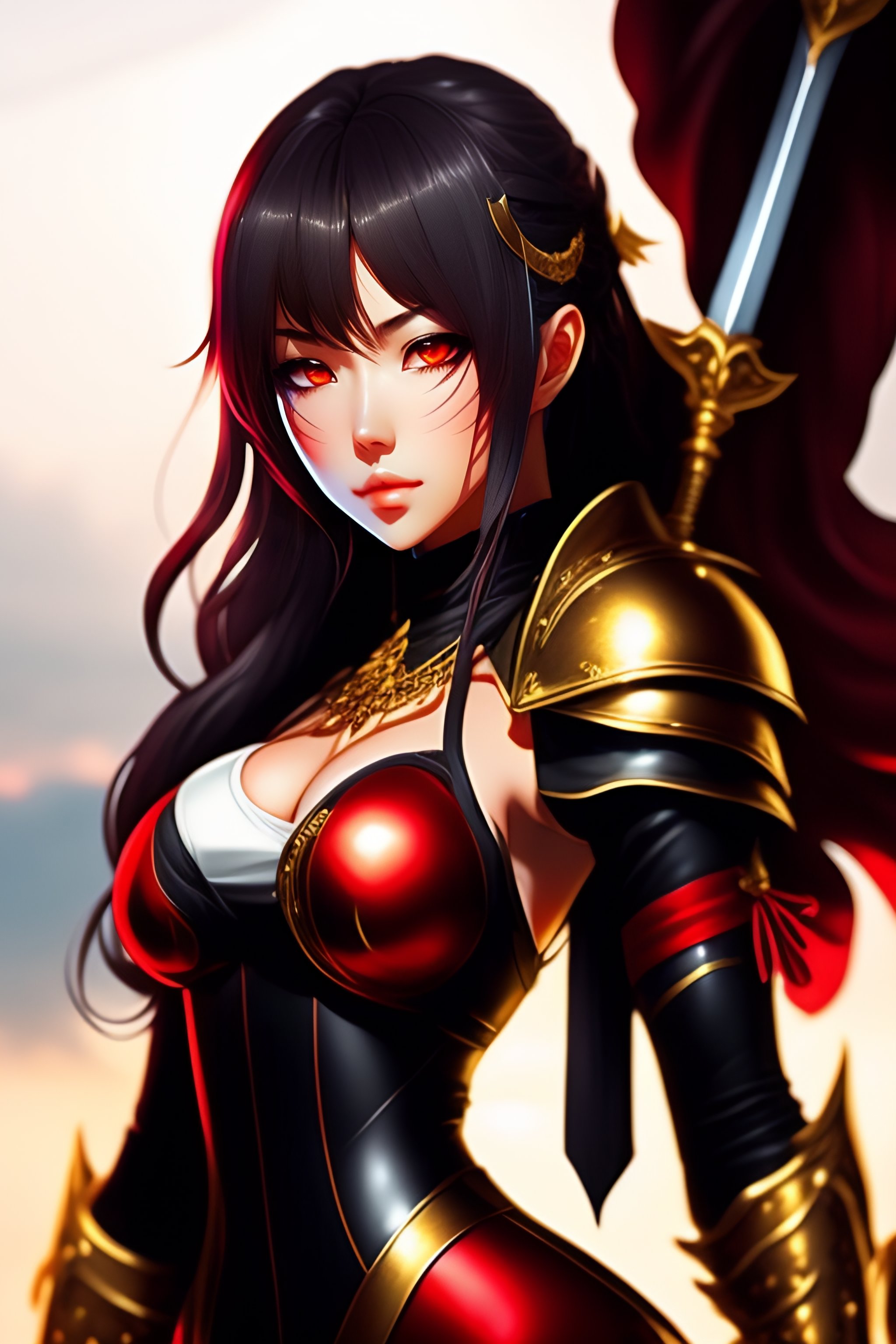 anime girl in armor and sword