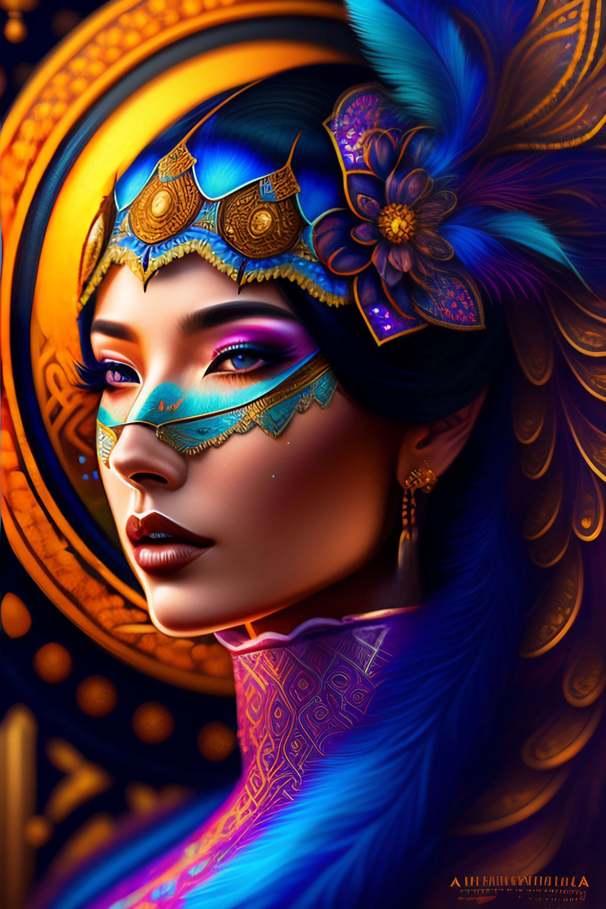 Lexica - Centered detailed portrait of a masked woman wearing a ...