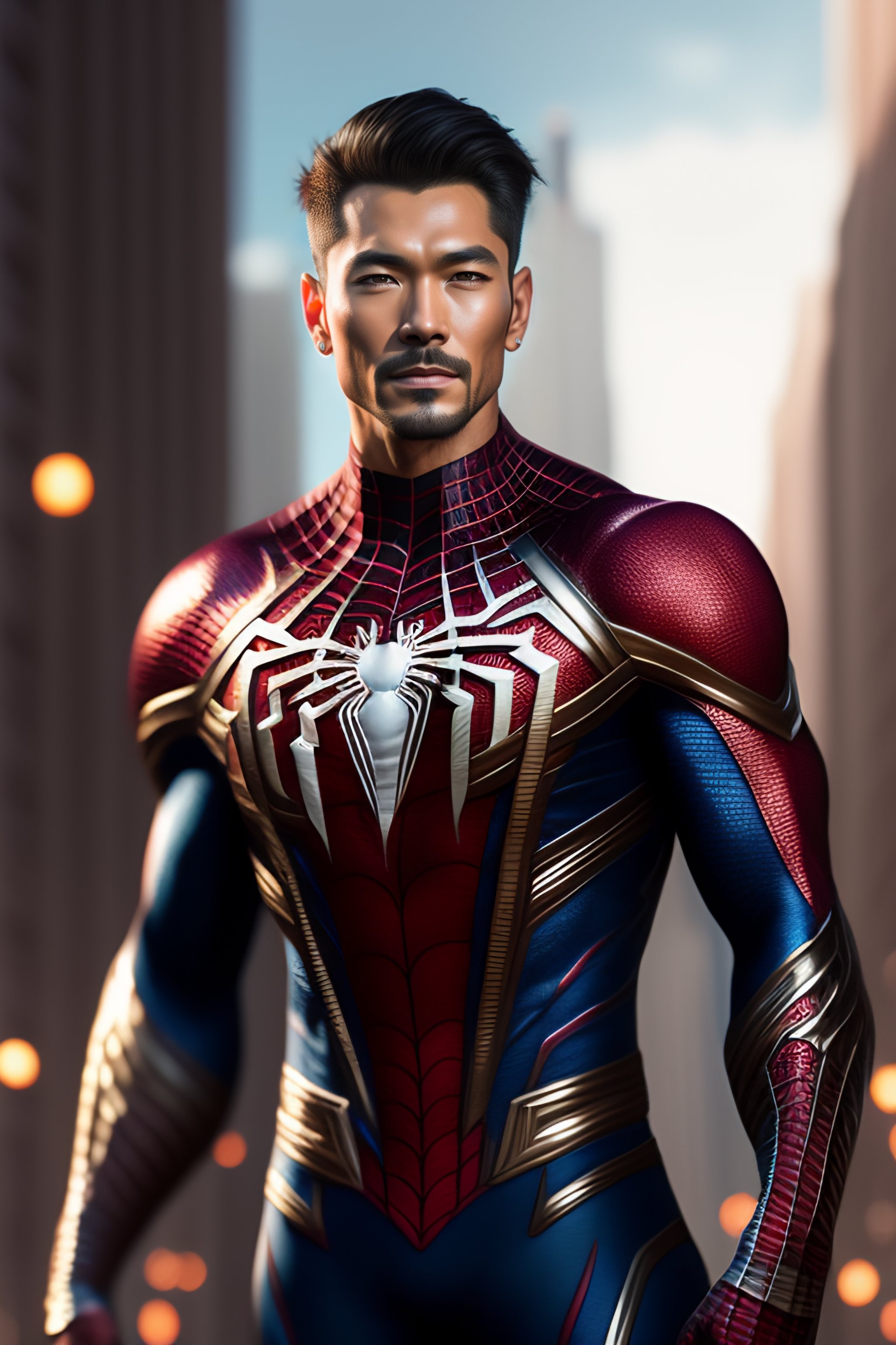 Lexica - Full potrait of Rugged thin muscular spiderman ,full long ...
