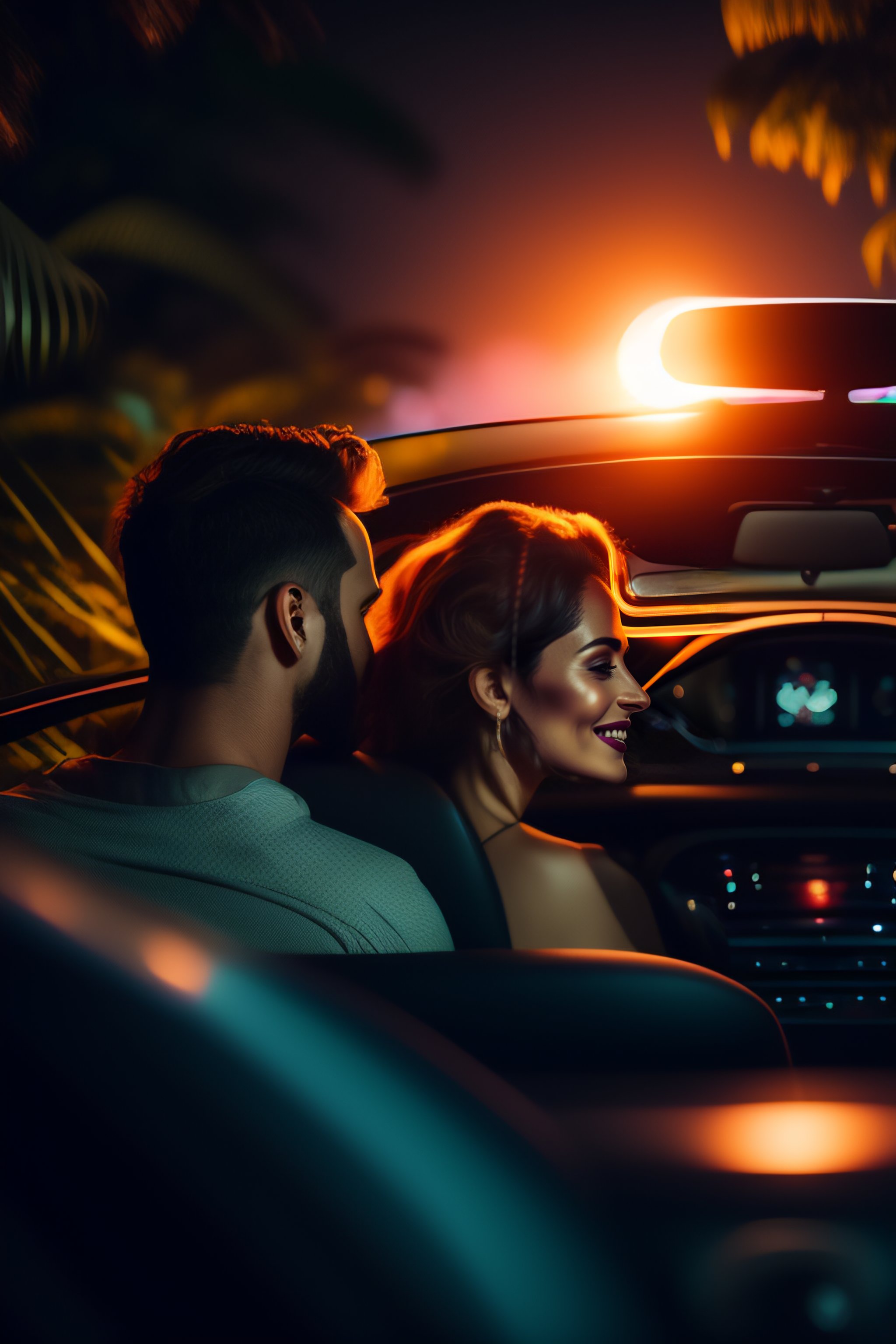Lexica - A couple going in a car in jungle at night,8k, cinematic ...