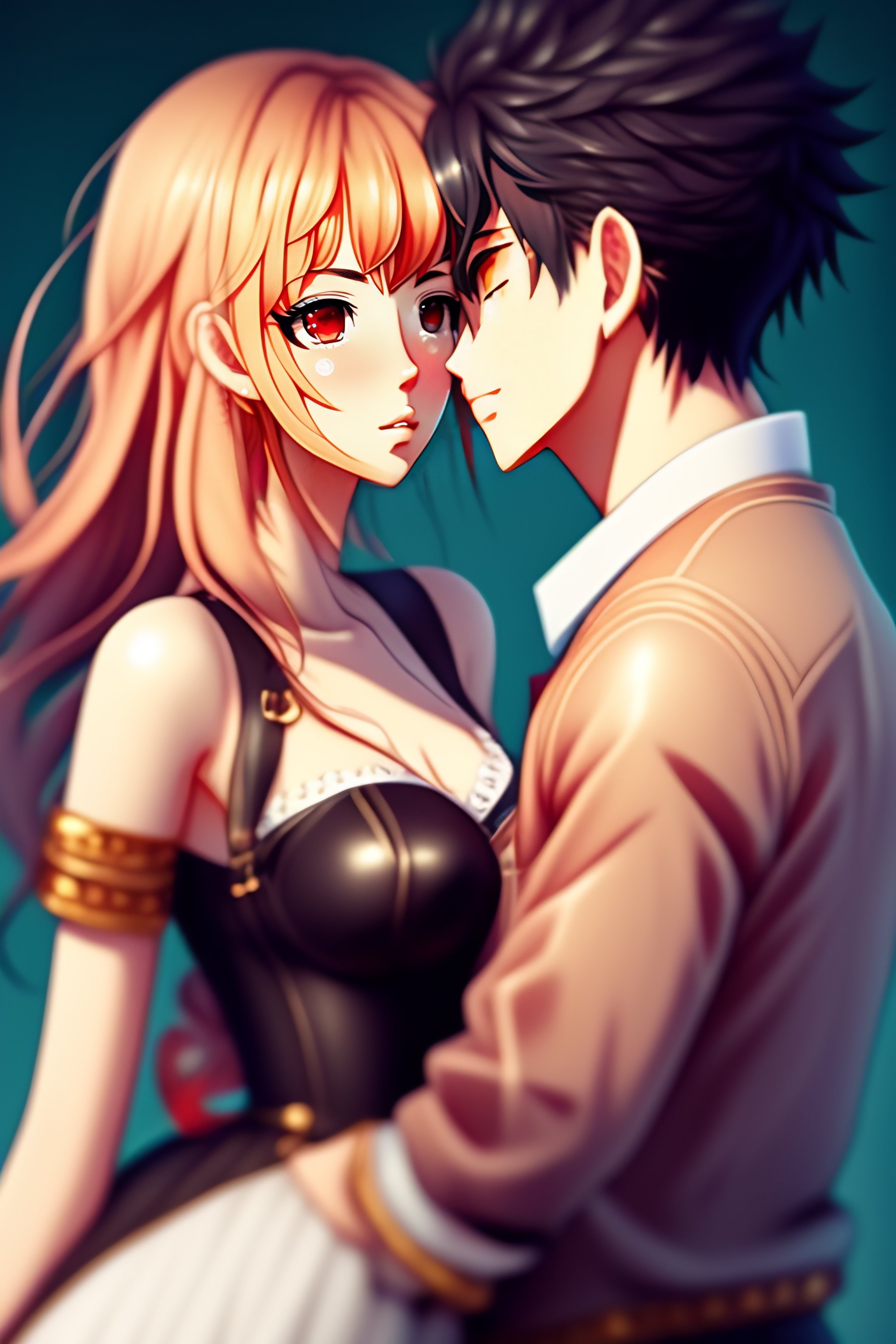 Lexica - Full body anime style couple kiss, date, realistic detailes, 2d  illustration, park, glamour, fashion style, 8k