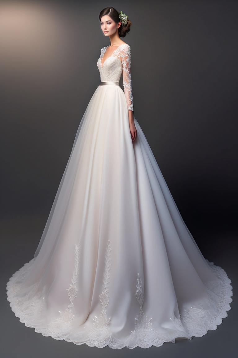 Lexica - Wedding dress is a masterpiece. The bodice is delicately ...