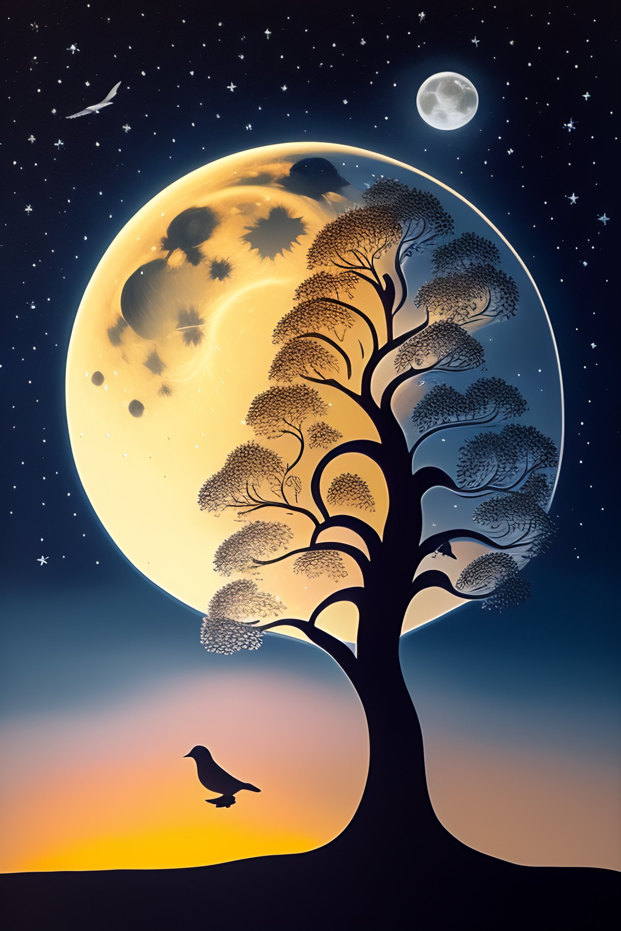 moon and sun and stars, symbolic, esoteric, intricate, fine
