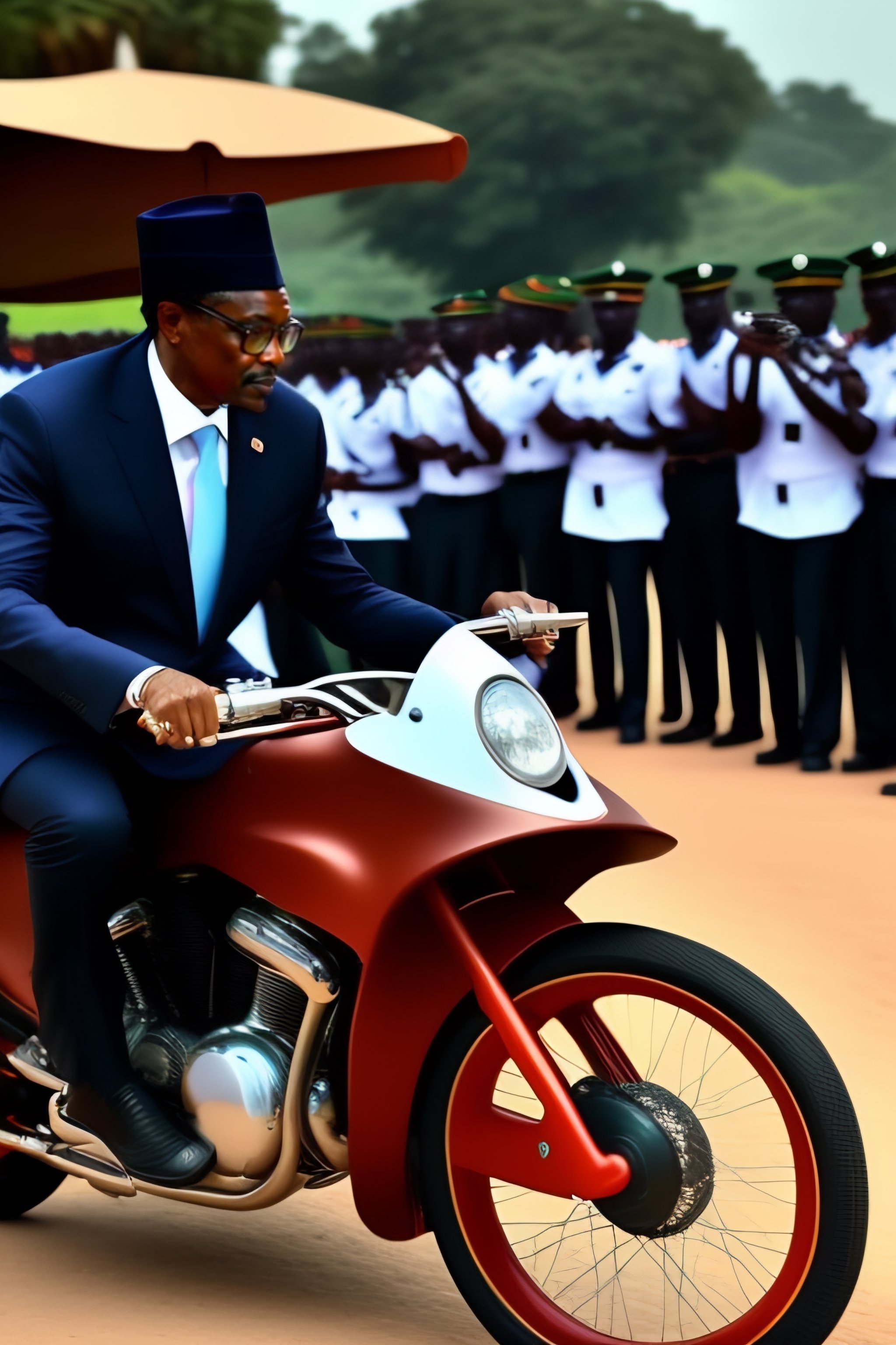 Lexica - President Buhari riding a bike