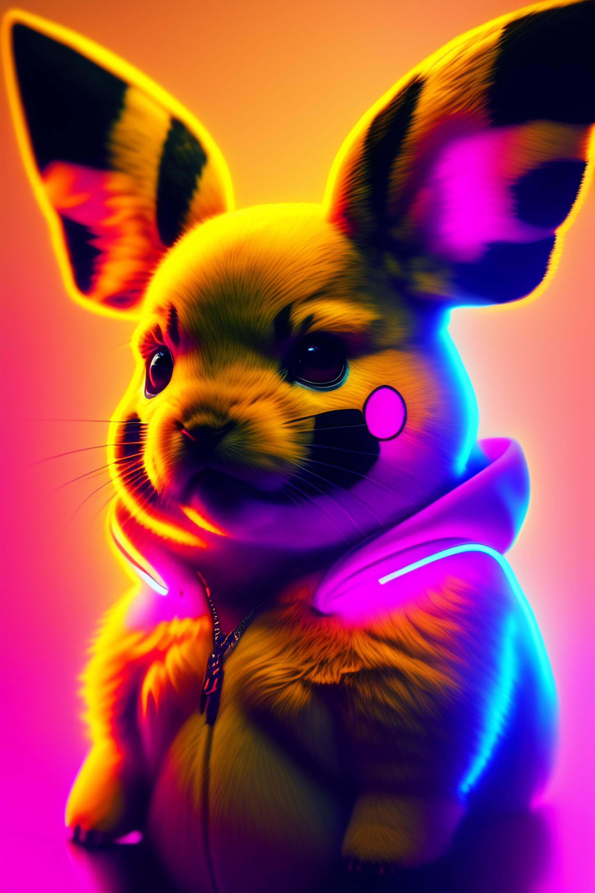 Lexica - Synthwave Portrait of a Pikachu. Neon lights