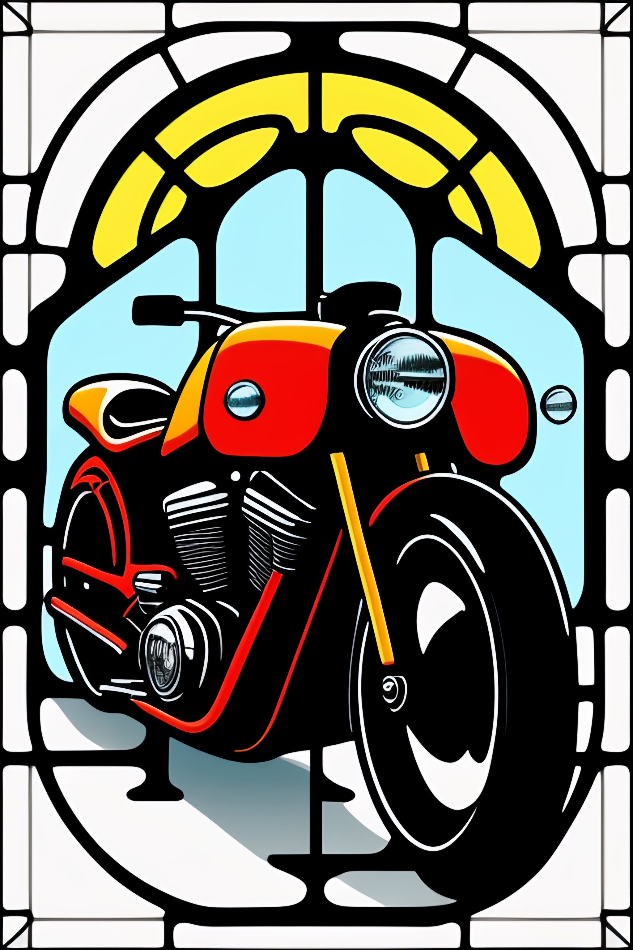 Lexica - Stained glass template of a motorcycle
