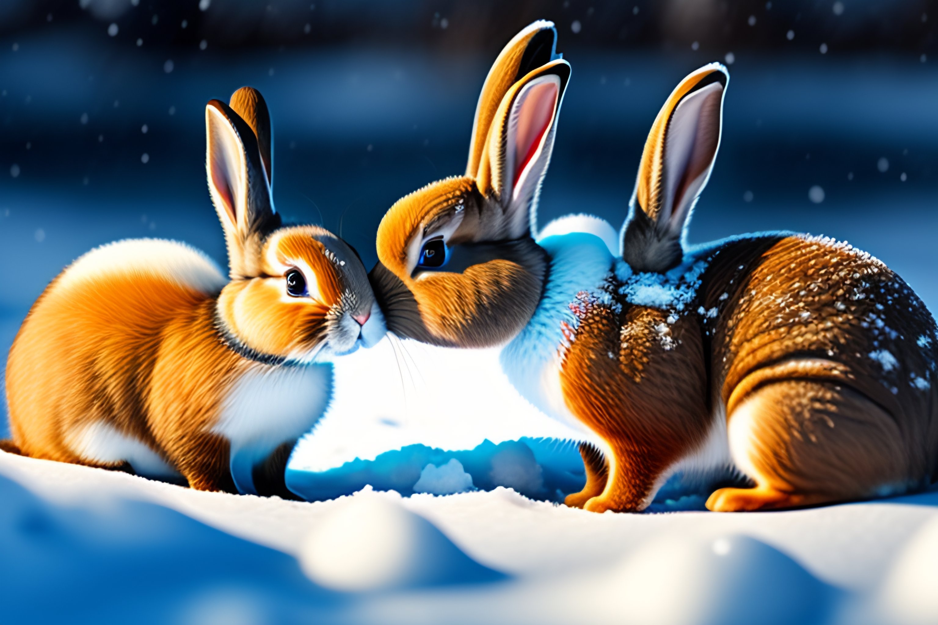 Lexica - Bunnies kissing in the snow