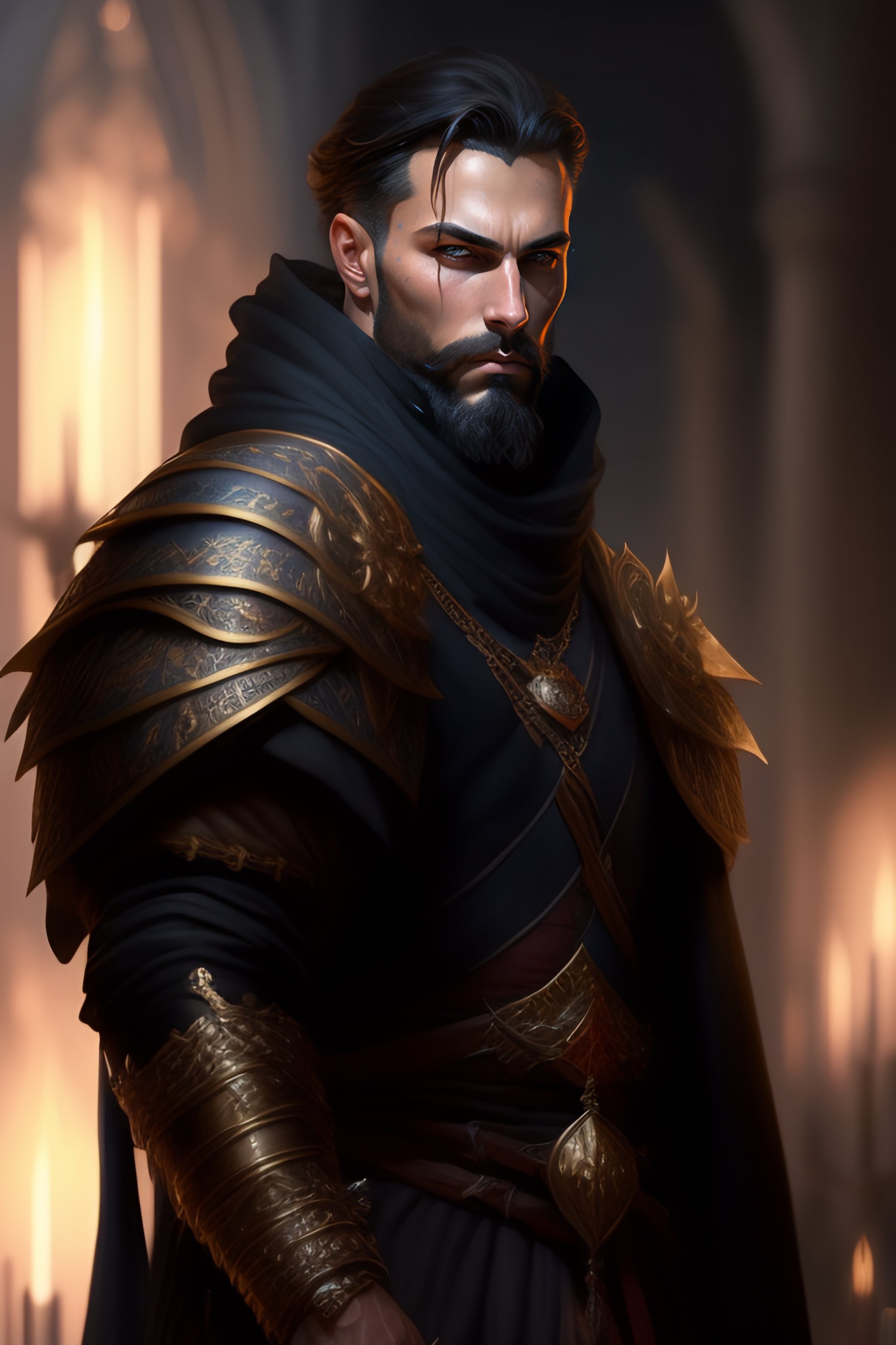 Lexica - Medieval fantasy portrait of a man sharp features, grim, cold ...
