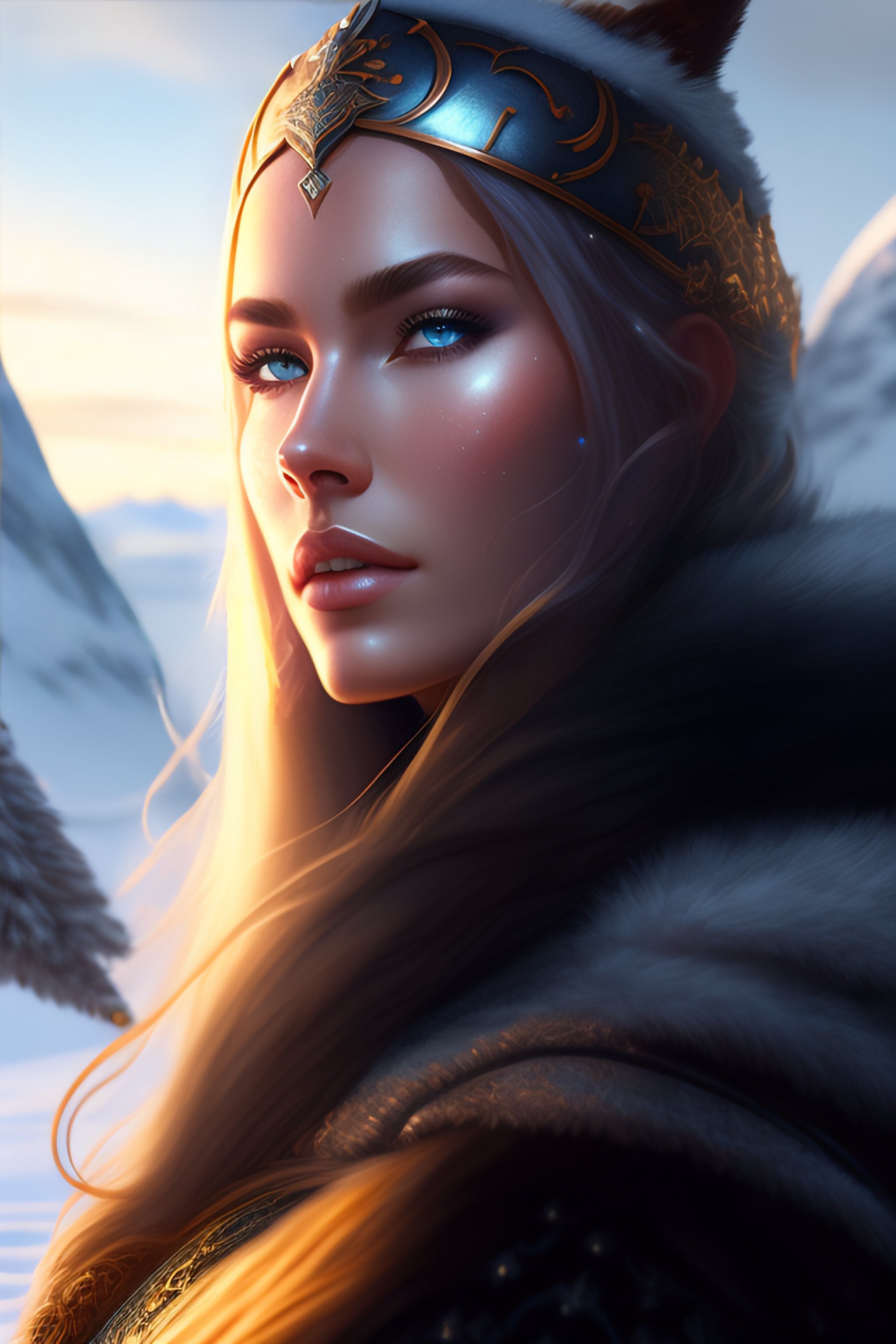 Lexica - Azure Viking Warrior, Regal, Elegant, Winter, Snow, Beautiful 