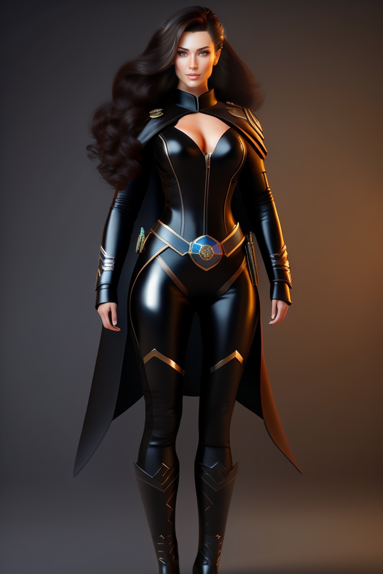 Lexica - Beautiful super hero woman with dark hair, wearing black ...