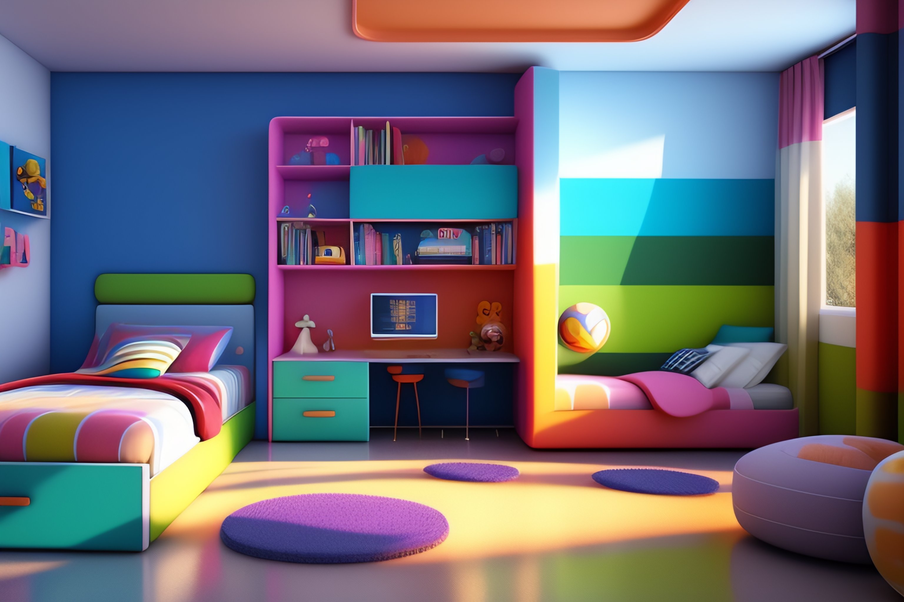 Lexica - 3d rendering modern kindergarten bedroom