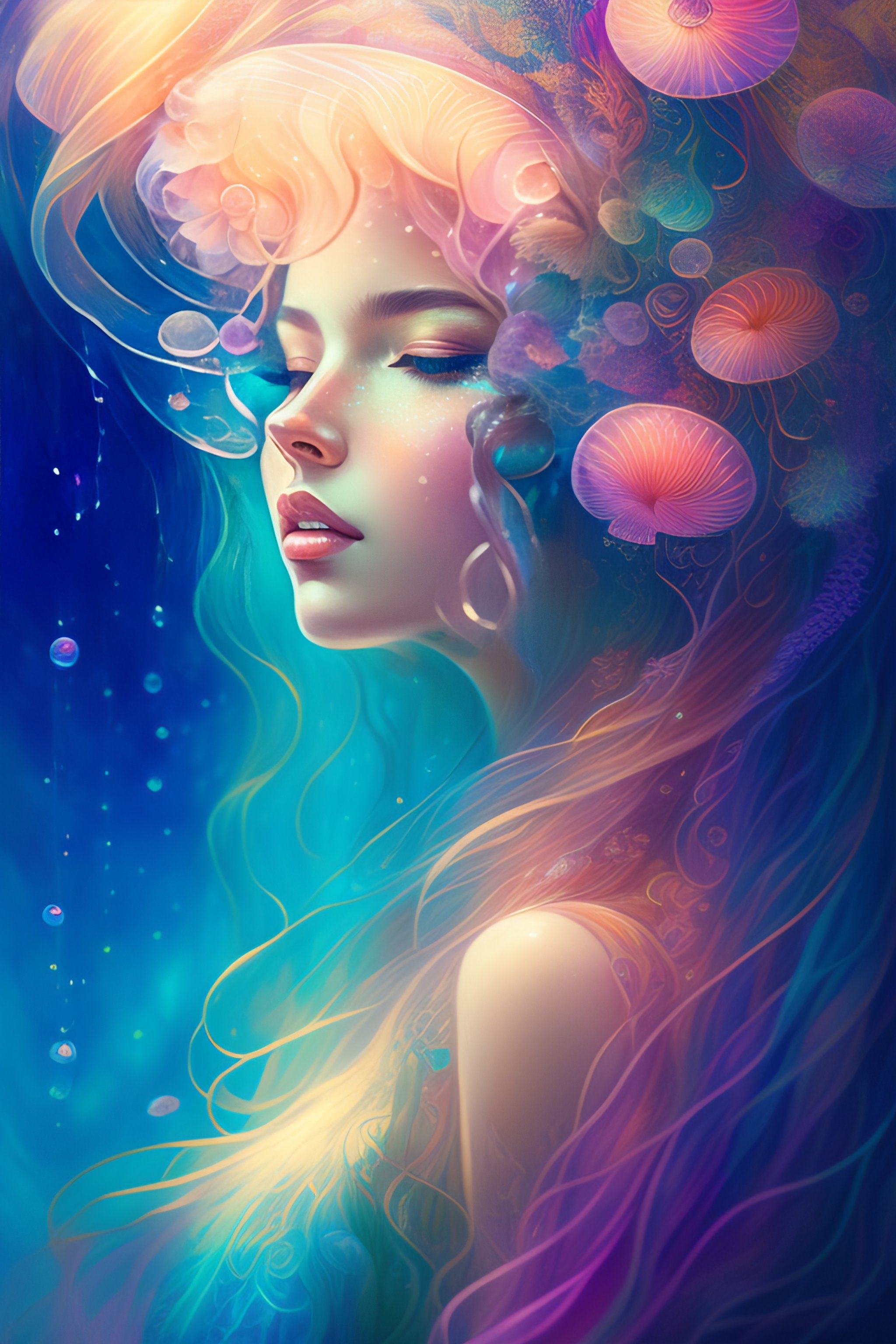 Lexica - A beautiful portrait of jellyfish girl in a cylindrical ...