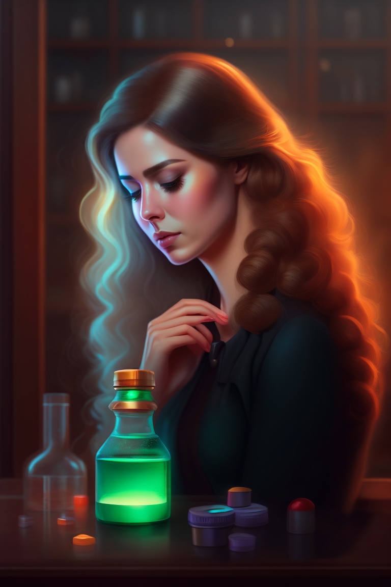 Lexica - A sad woman, a lot of medicine, the woman is trying to take a ...
