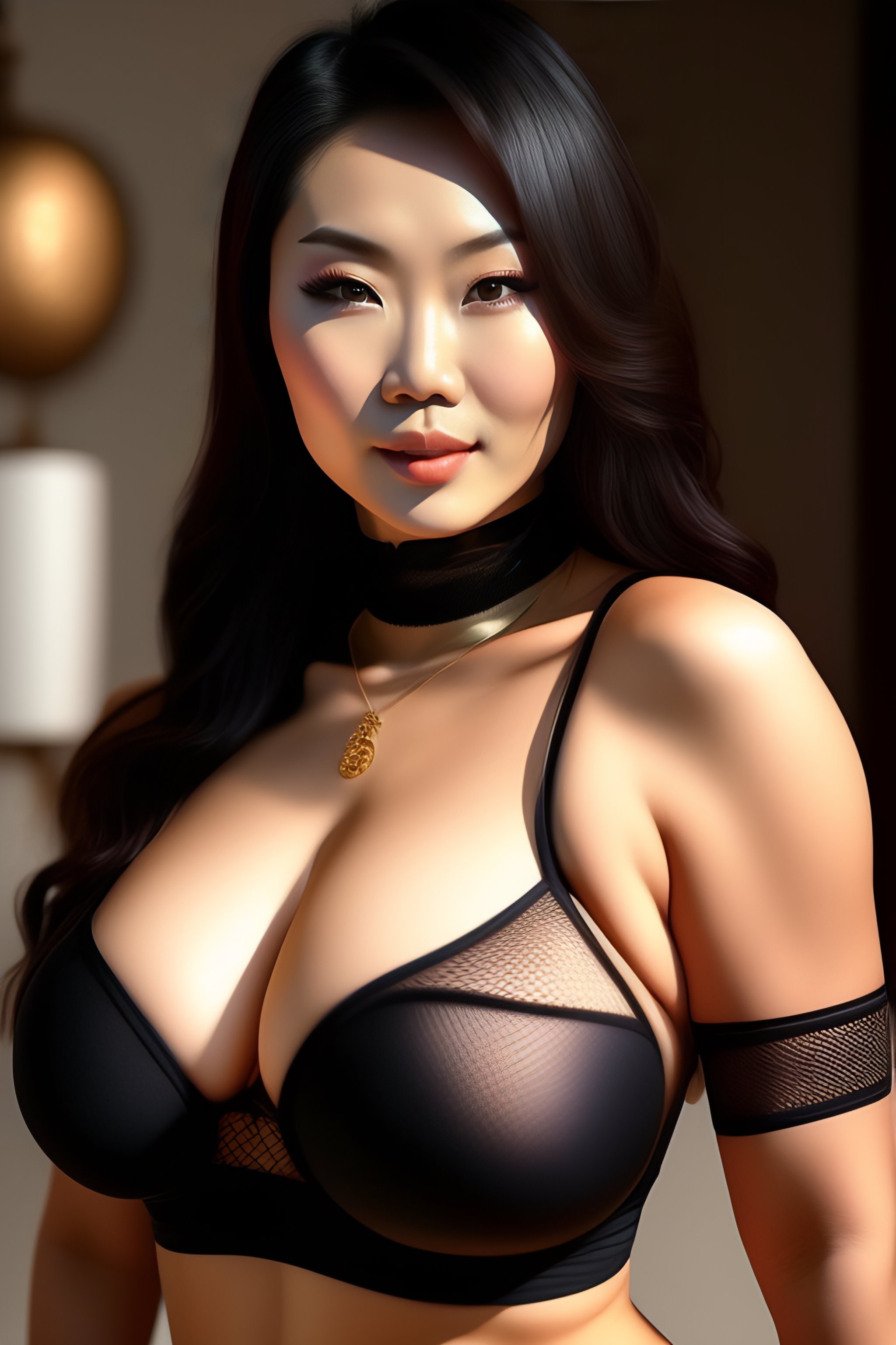 Lexica - Chinese, big jugs, aesthetic, beautiful, fishnet, visible teet