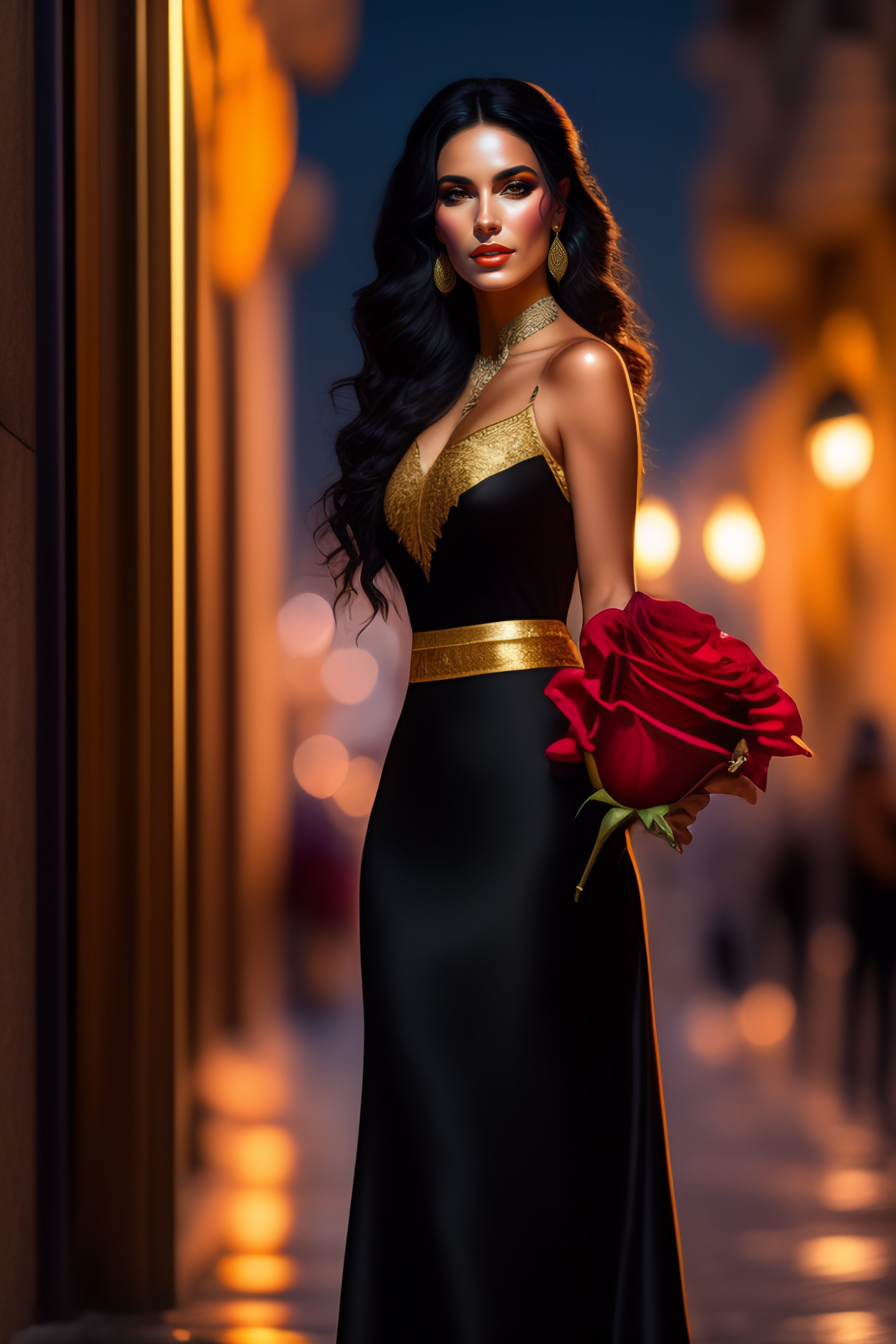 Red black best sale gold dress