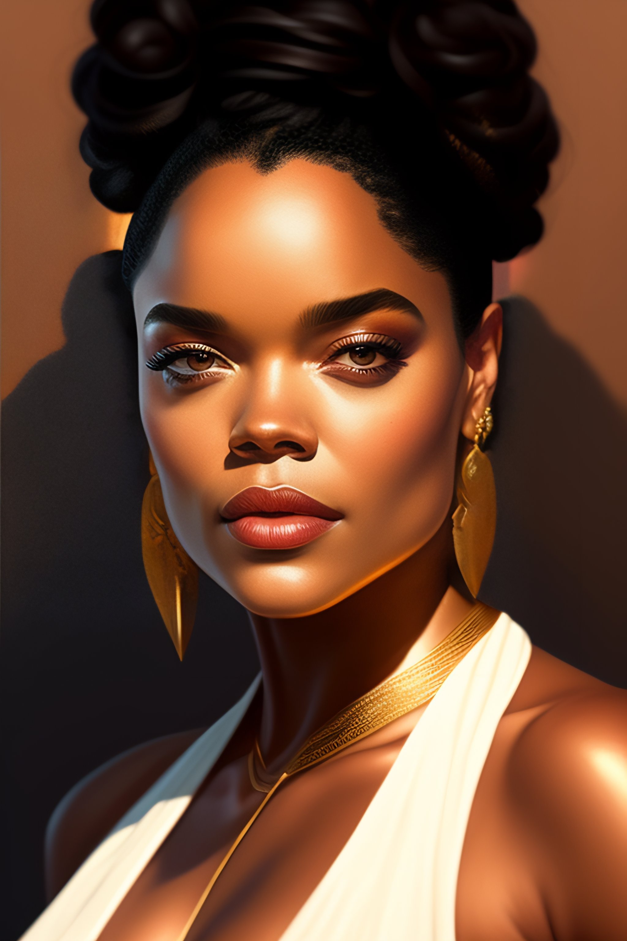 Lexica - A portrait of tessa thompson,cleavage,sharp focus, intricate ...