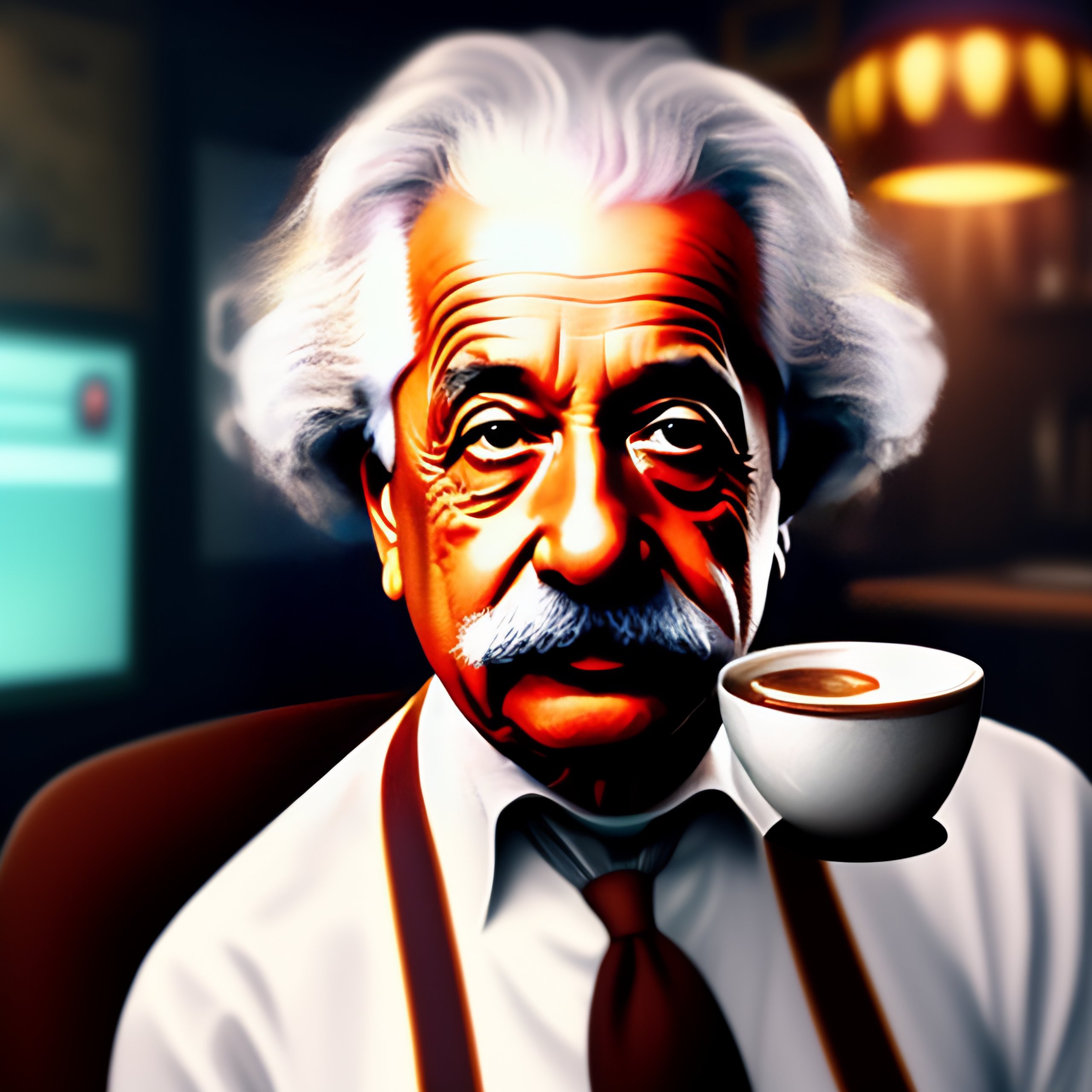 Lexica - Albert einstein is sitting down in front of his gamer pc ...