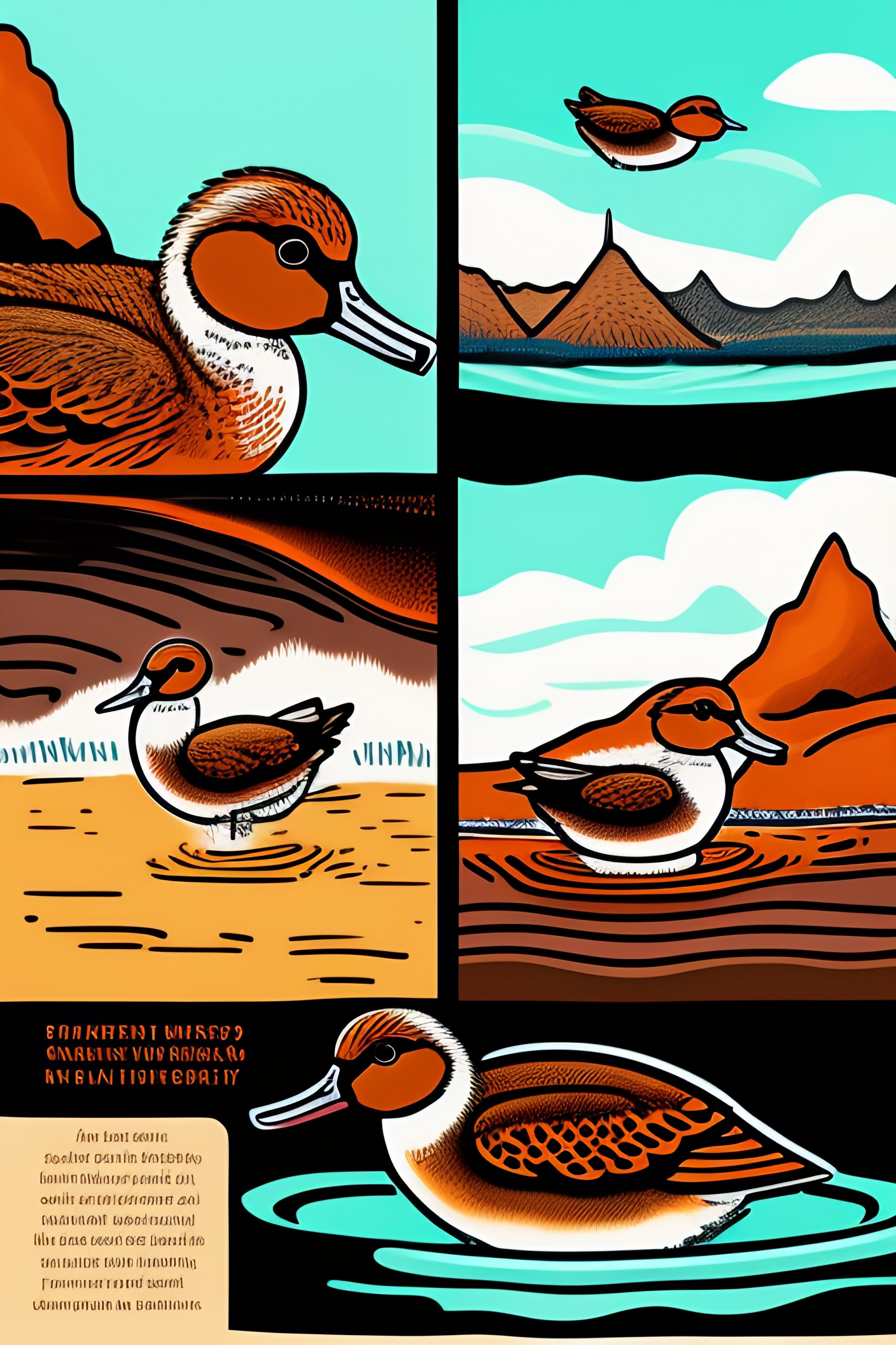 Lexica - Multipage Cartoon drawing comic of a brown widgeon