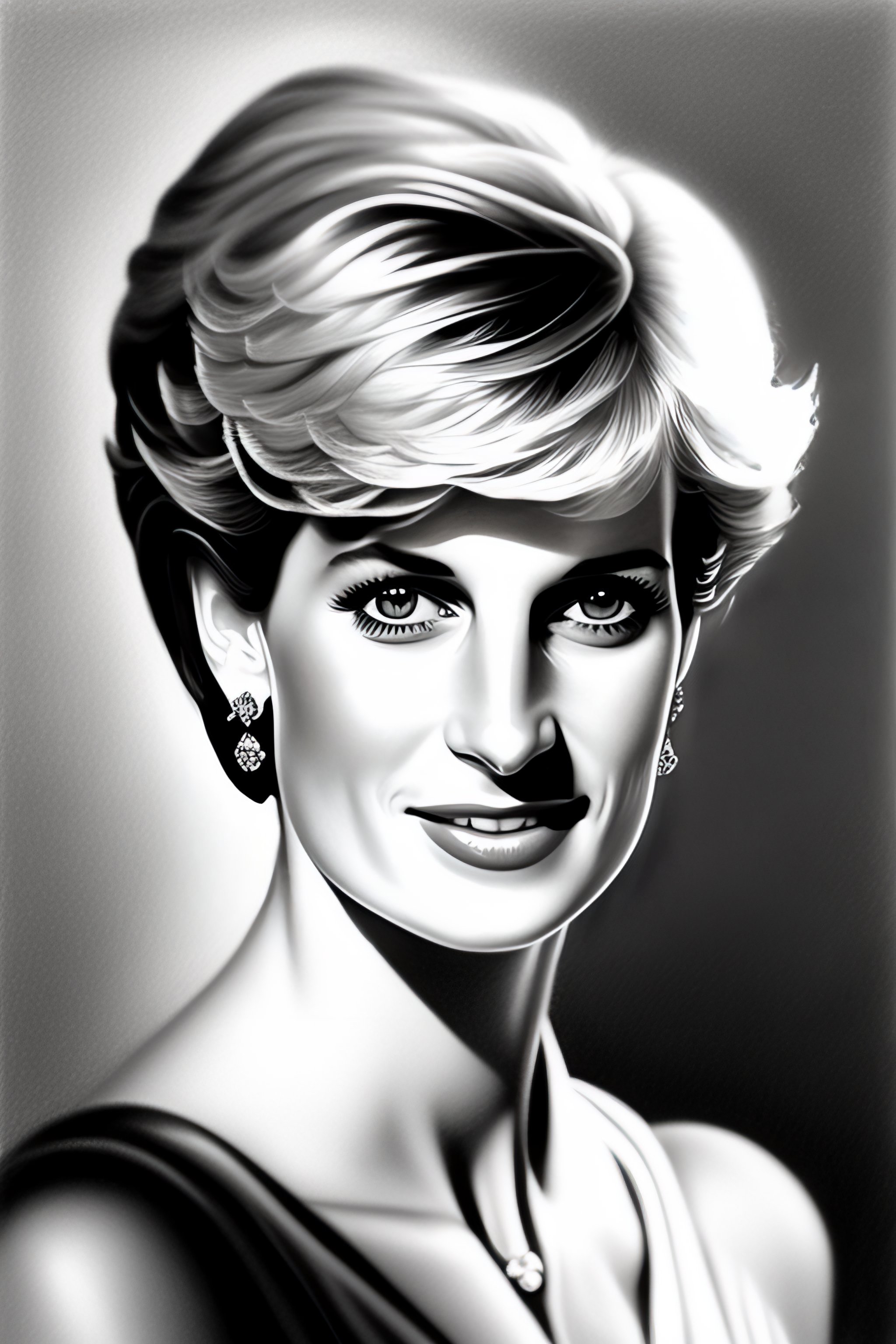 Lexica - A woman looking like princess diana pencil drawing style