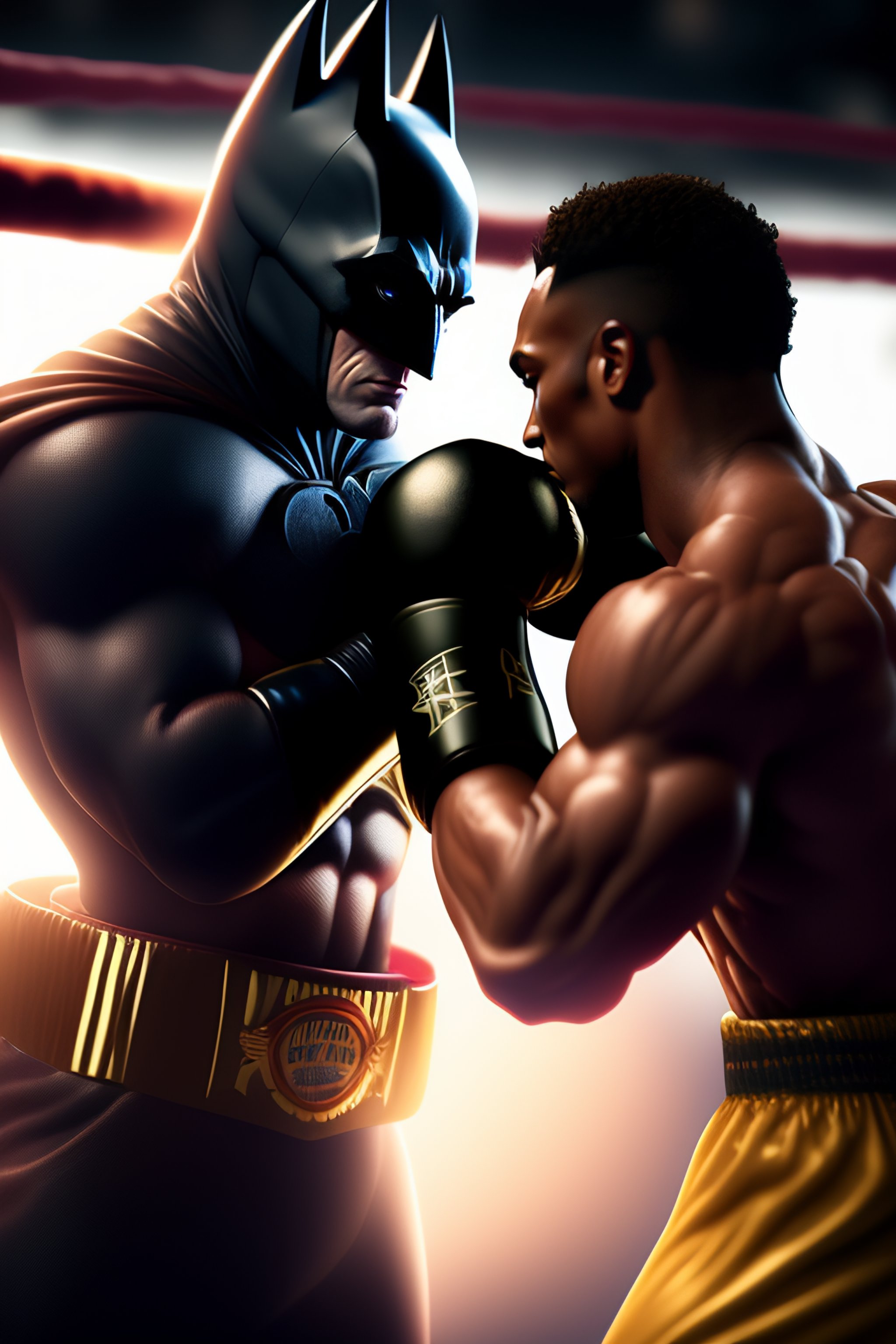 Lexica - Batman fighting Conner Magregor in a boxing ring.