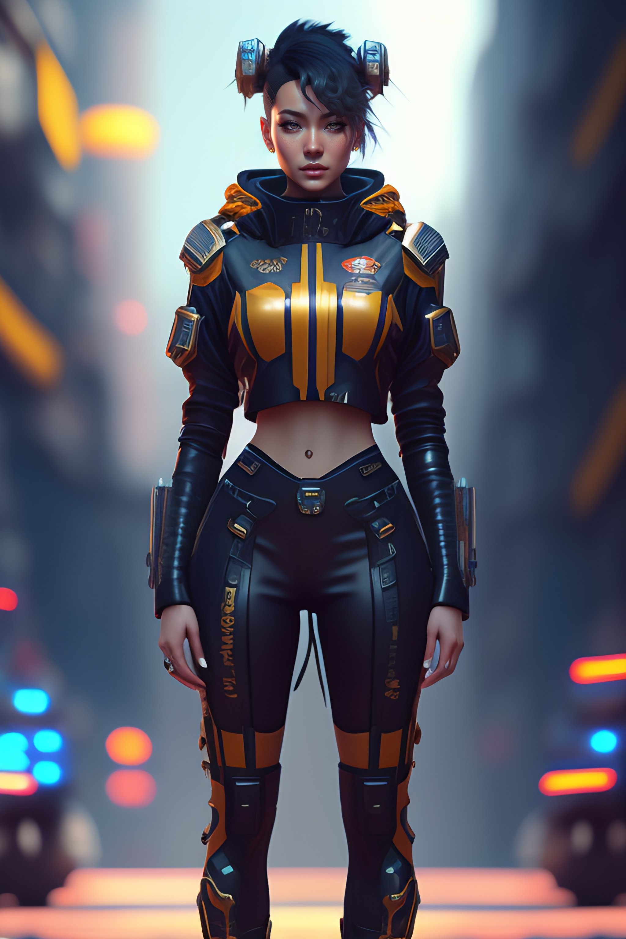 Lexica - Mech Punk Clothes With Short Hair Girl , Battle Status, Hyper ...