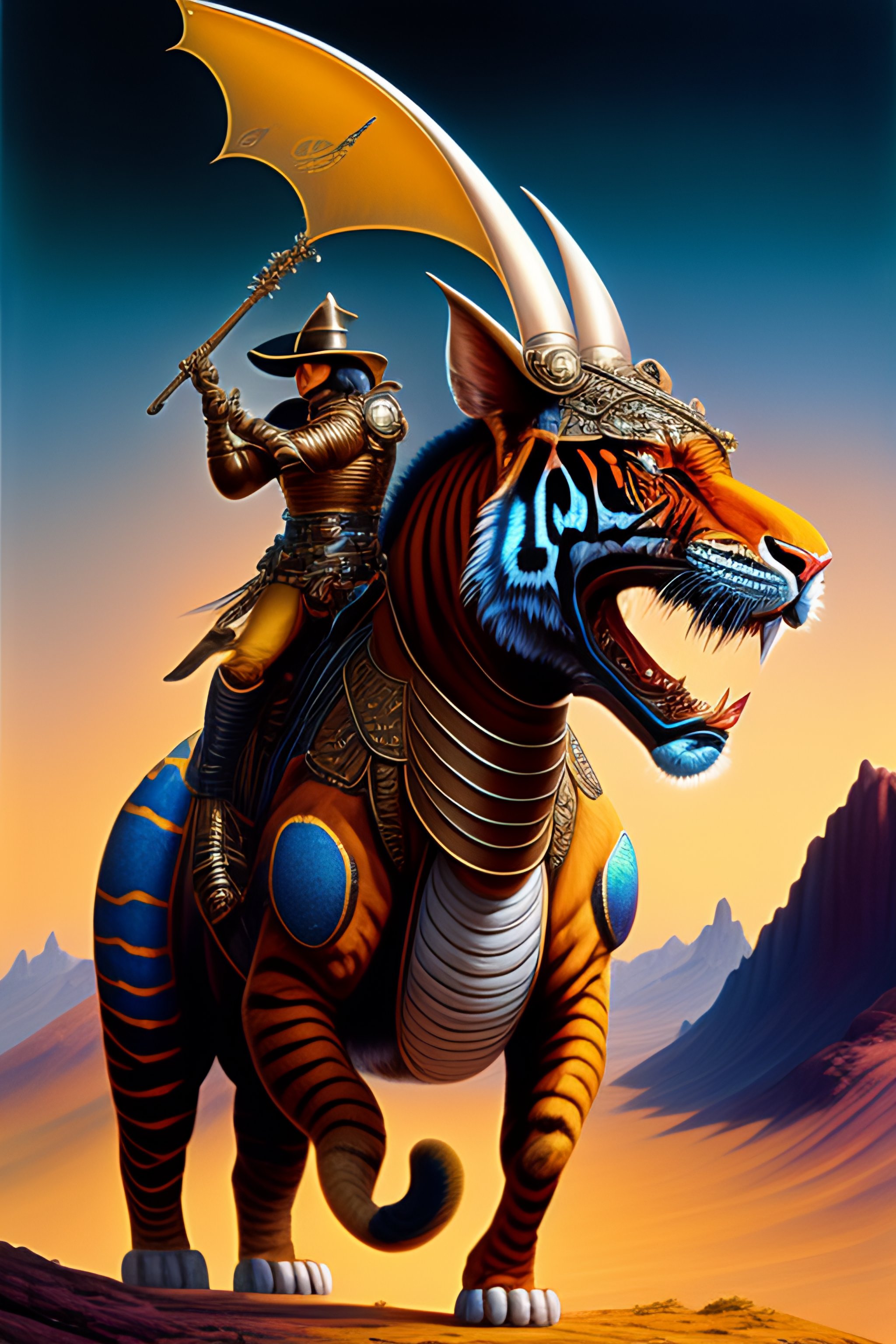 Lexica - A man riding on the back of a tiger, inspired by Rodney ...