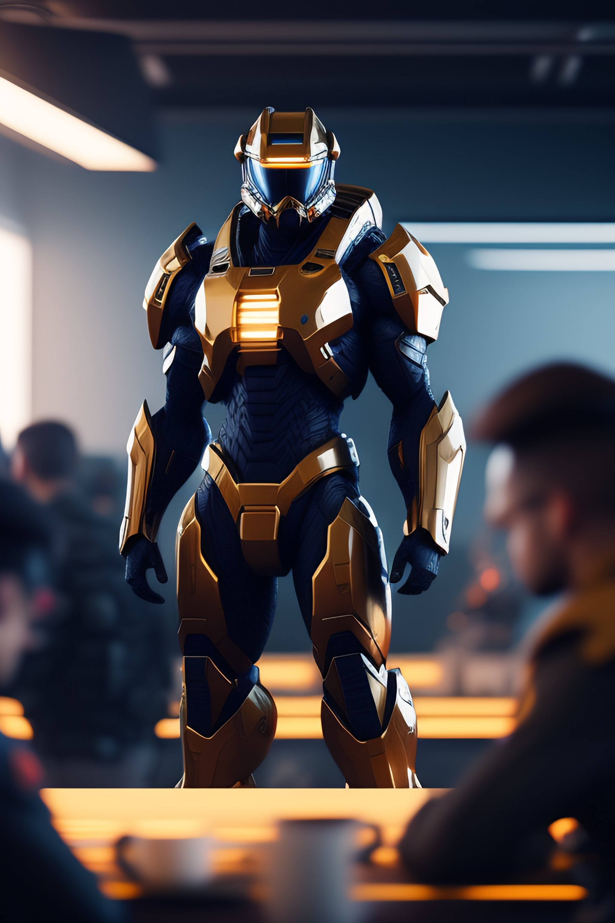 Lexica - Master Chief doing a slideshow presentation in a boring office ...