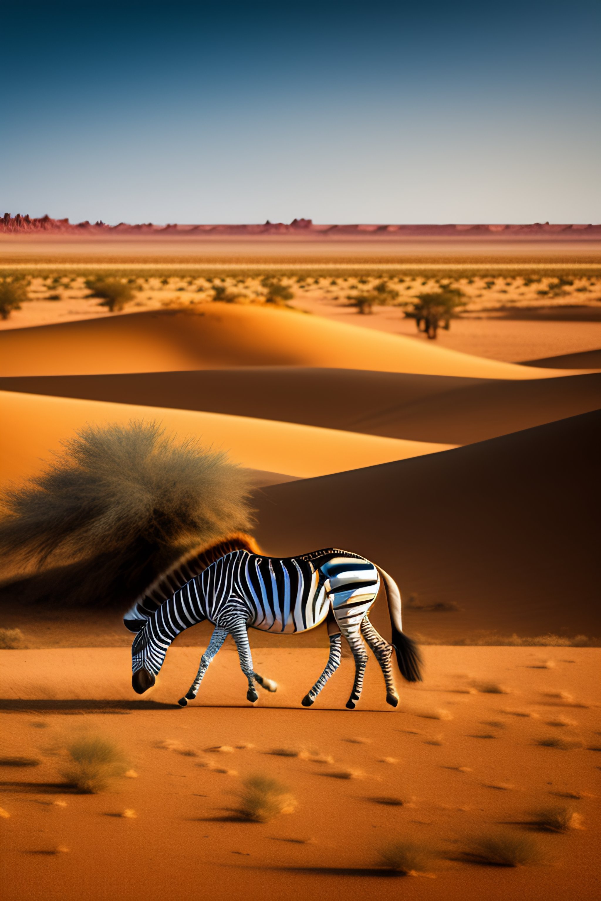Lexica - Zebra dancing in the desert