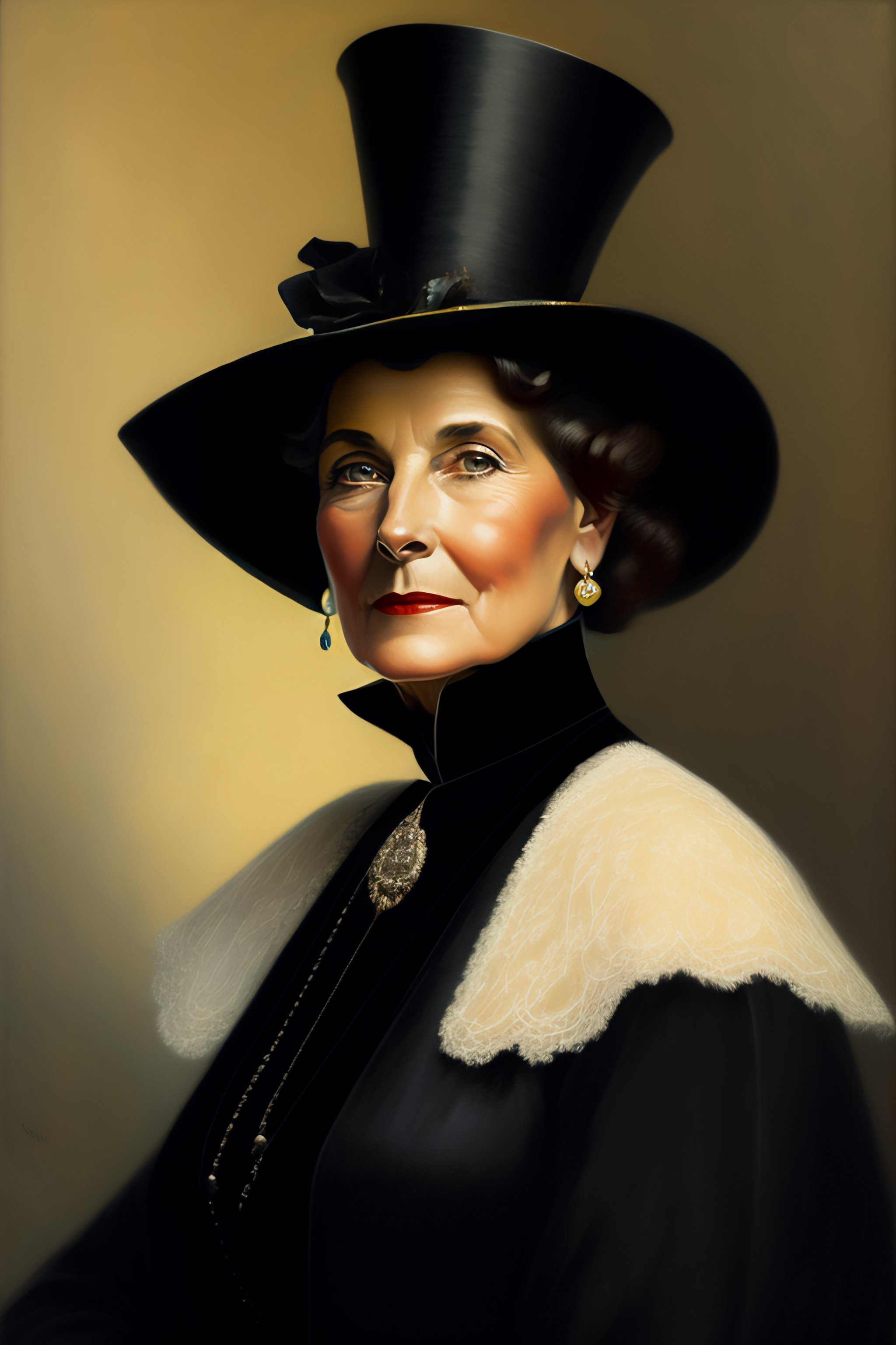 Lexica - An painting of an old Edwardian woman wearing a black ensemble ...