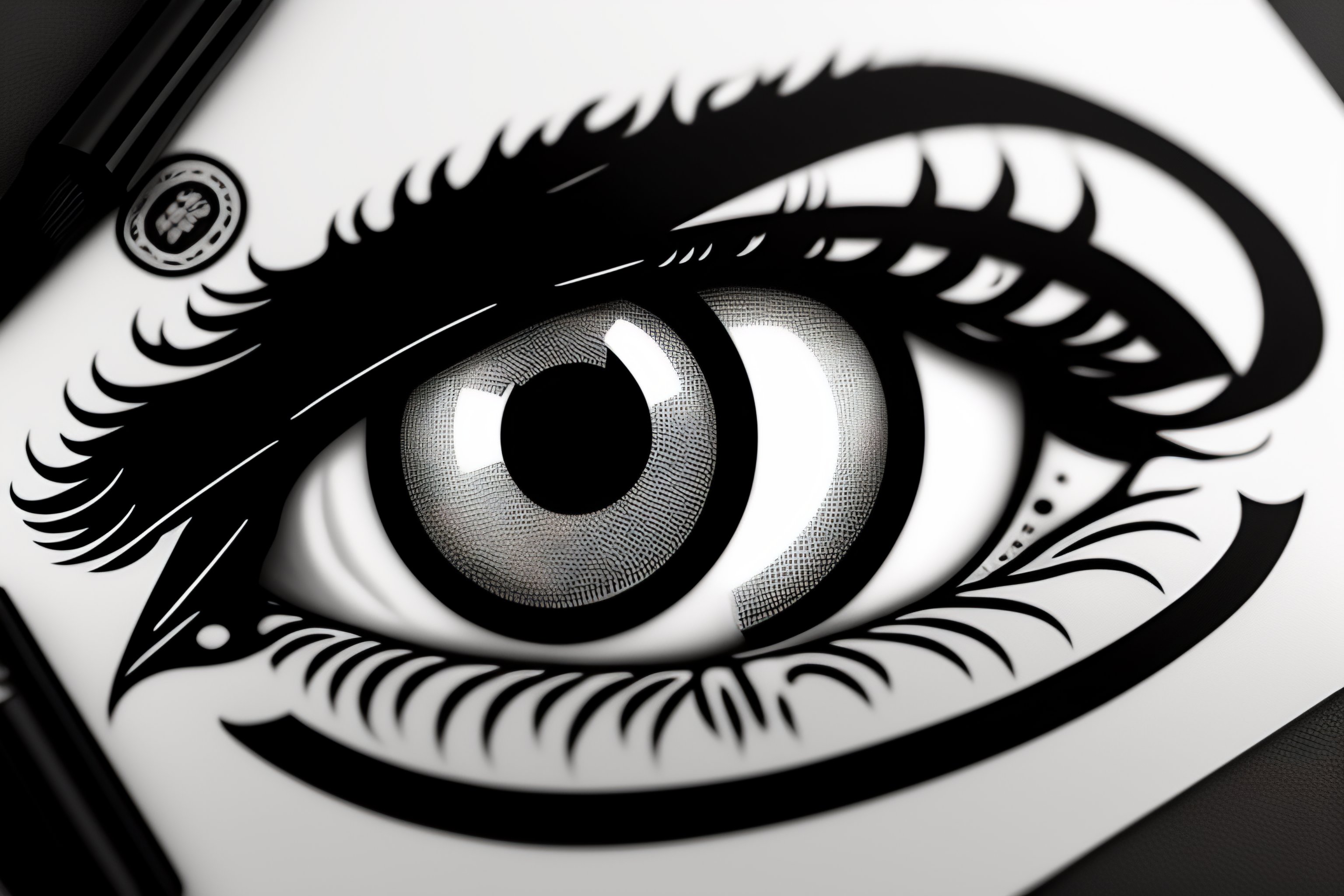 Lexica A tattoo stencil of vintage 90's anime eyes in blackwork style