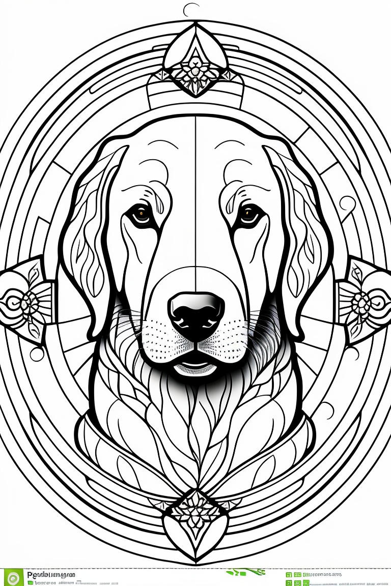 Lexica Coloring page for adults, bold lines, dark lines, mandala body