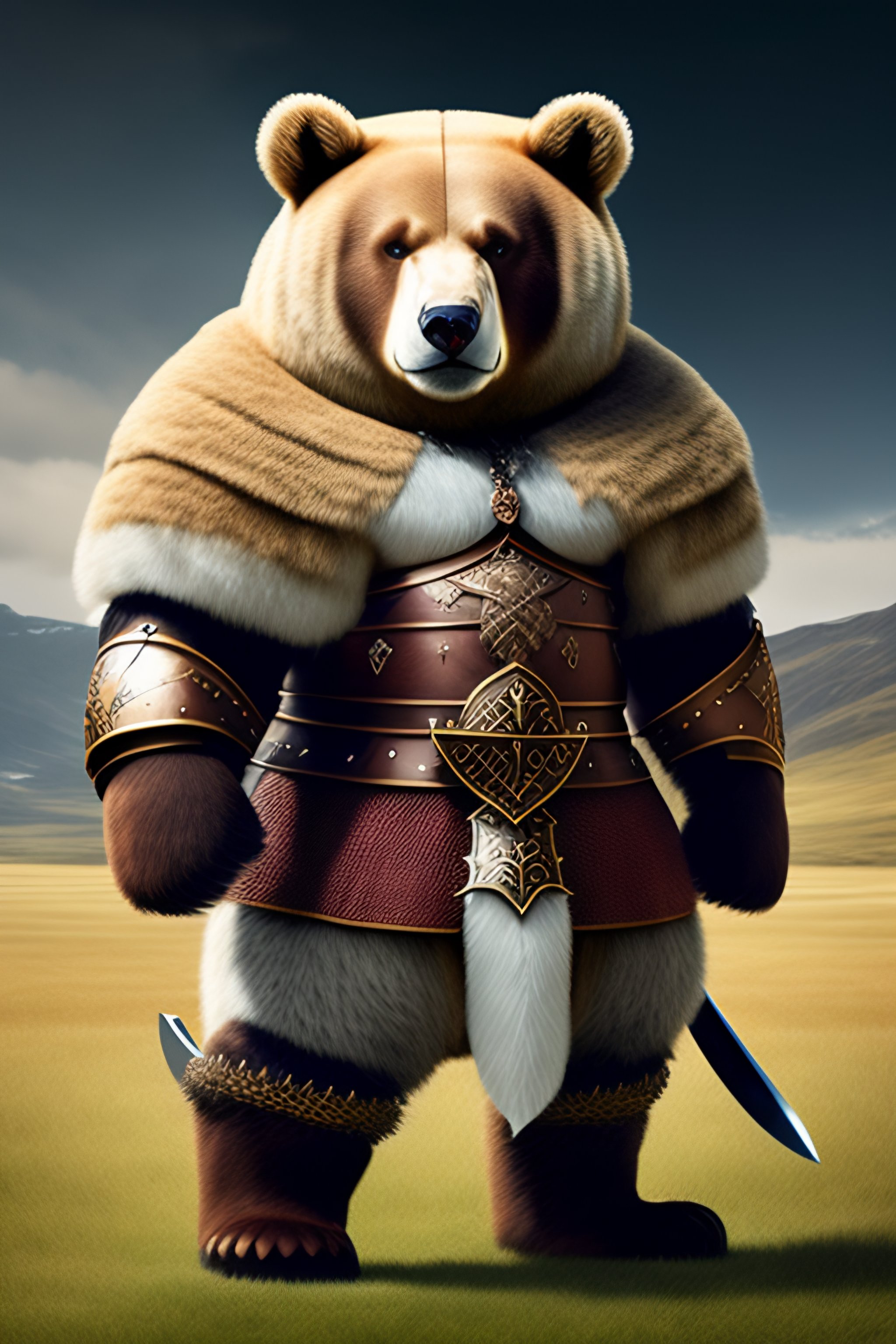 Lexica - Viking bear in armor with a big sword