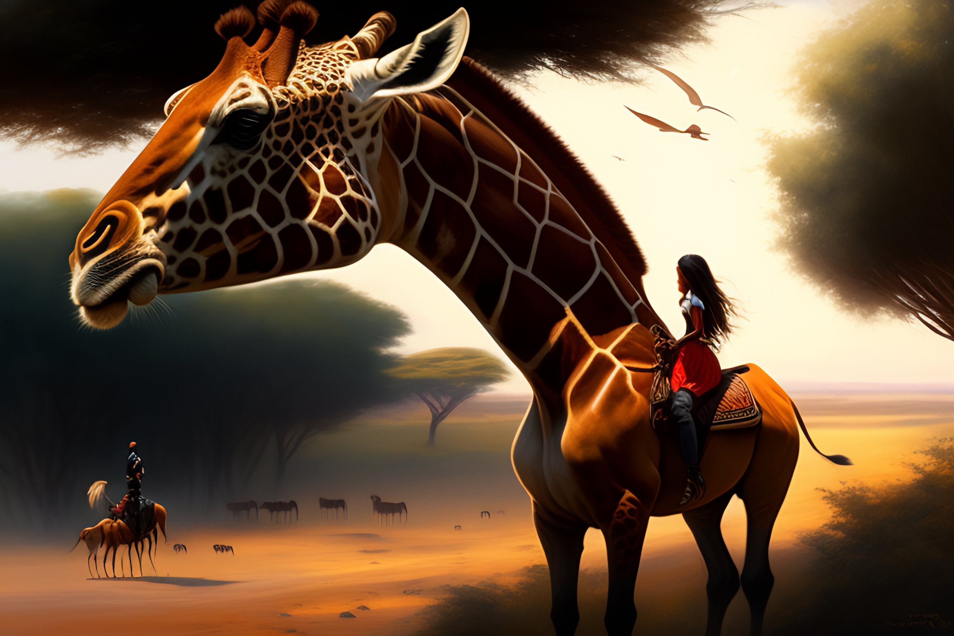 Lexica - Story book art by greg rutkowski. brunette girl riding on the ...