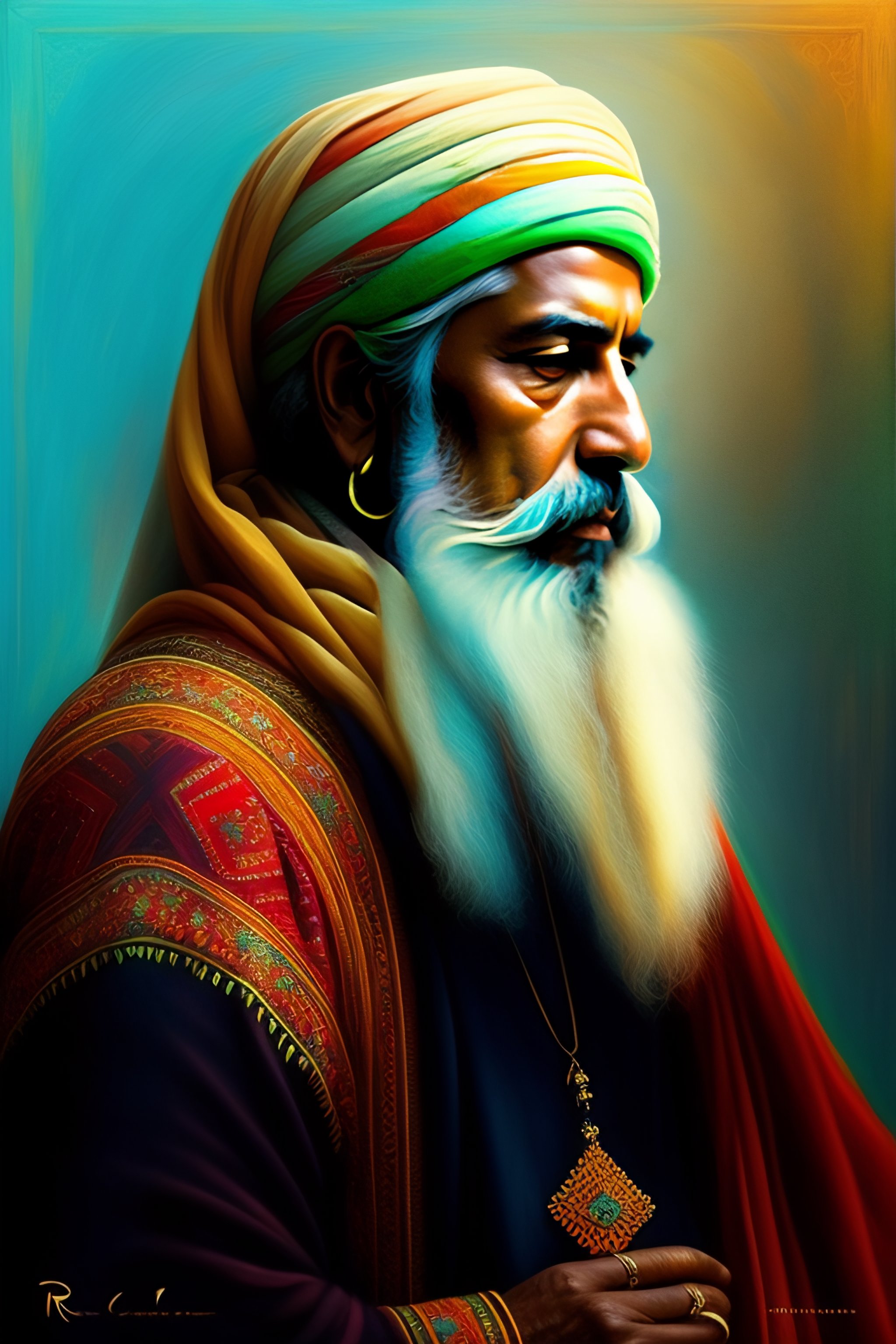 Lexica - A style portrait of a sufi named Rumi, contemplatin in ...