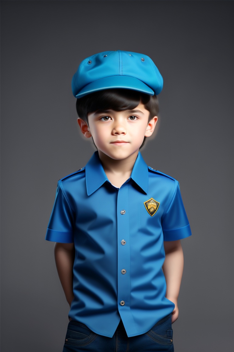 Lexica - Cool boy , young boy , short Balck hair, blue shirt , on